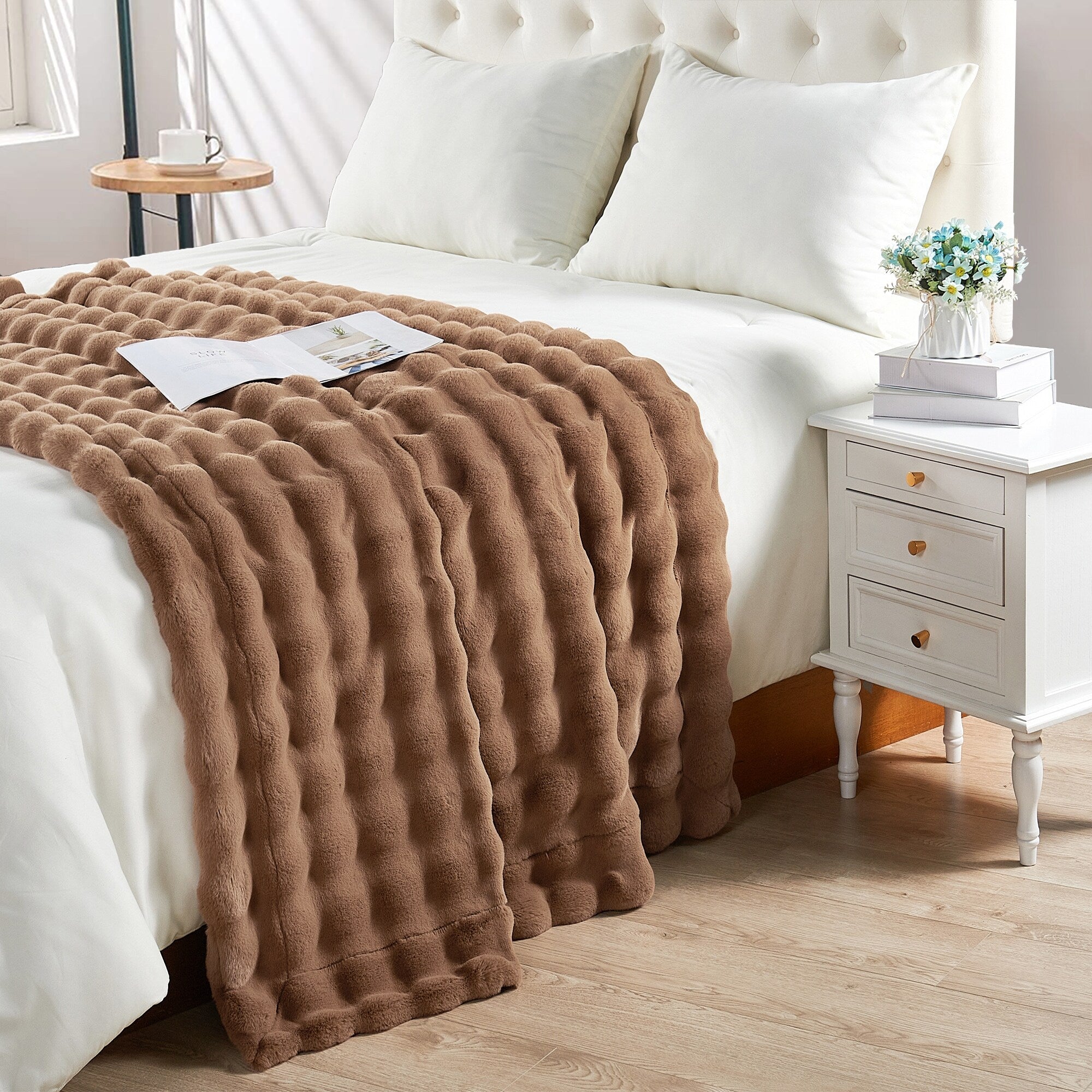 Home Soft Things Bubble Textured FauxFur Throw Cozy Soft Blankets