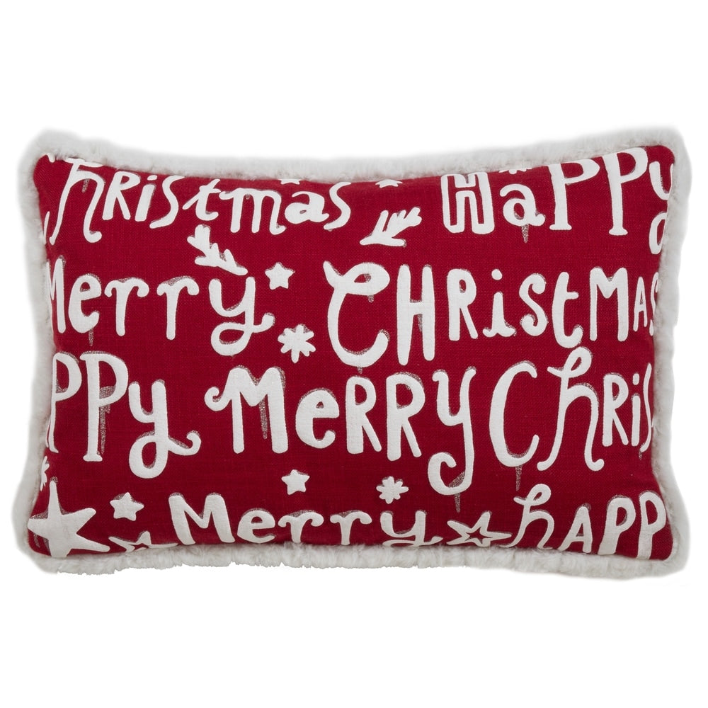 Christmas Pillow With Merry Happy Christmas Print