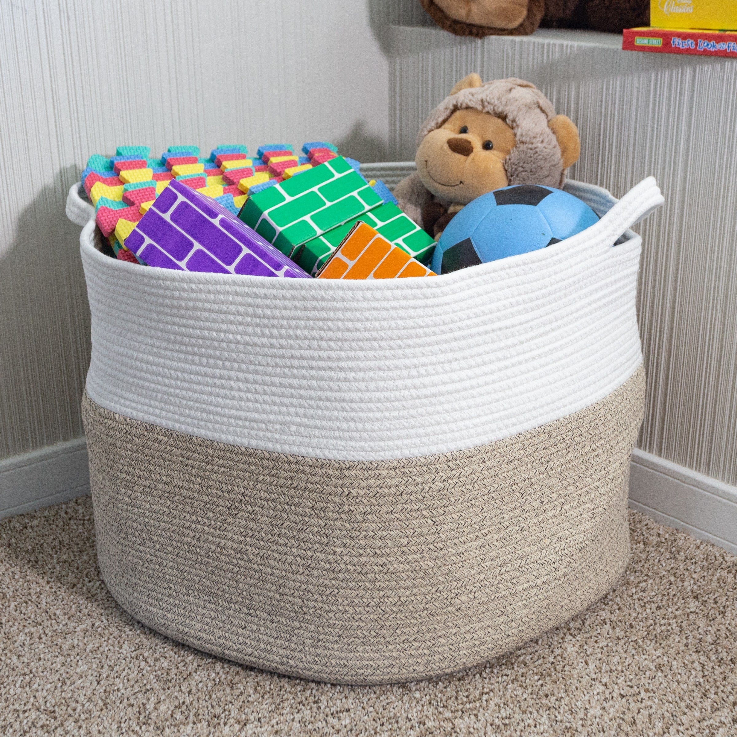 Extra-Large Basket - Cotton Rope Basket with Handles - Baskets for Organizing by Home-Complete