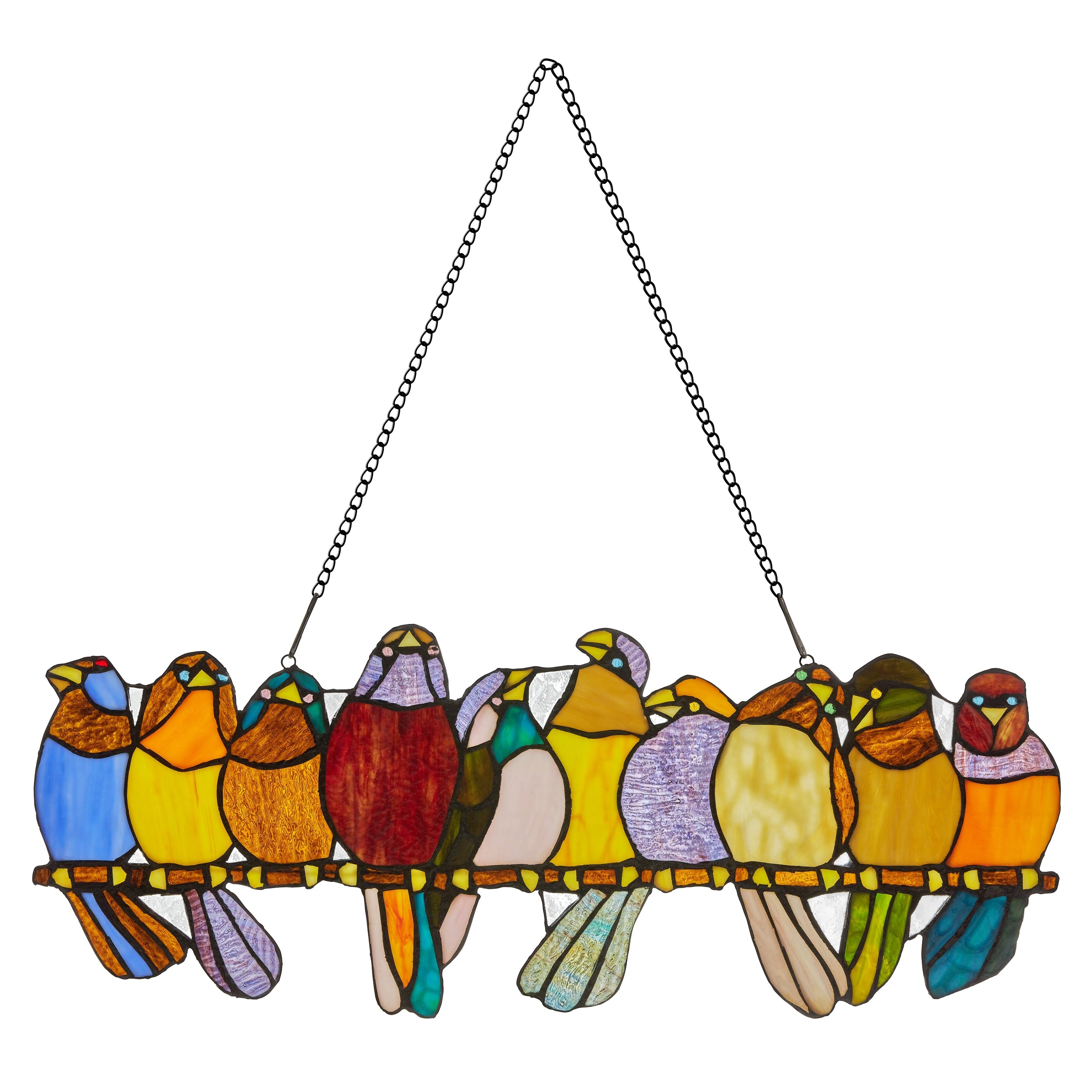 River of Goods Stained Glass 'Birds on Wire' 9.25-in. Window Panel - 24.25L x 0.25W x 9.5H