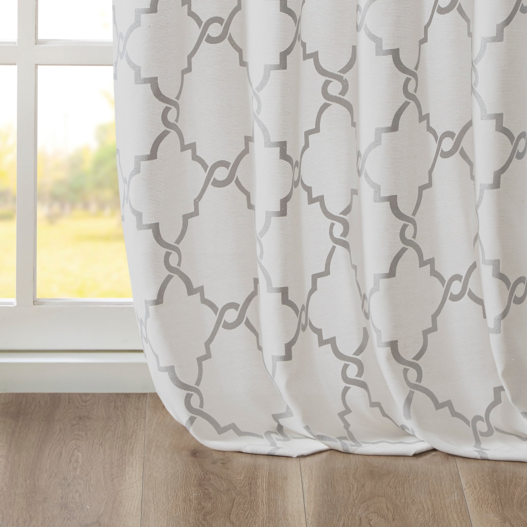 Madison Park Westmont Fretwork Print Grommet Top Window Single Curtain Panel