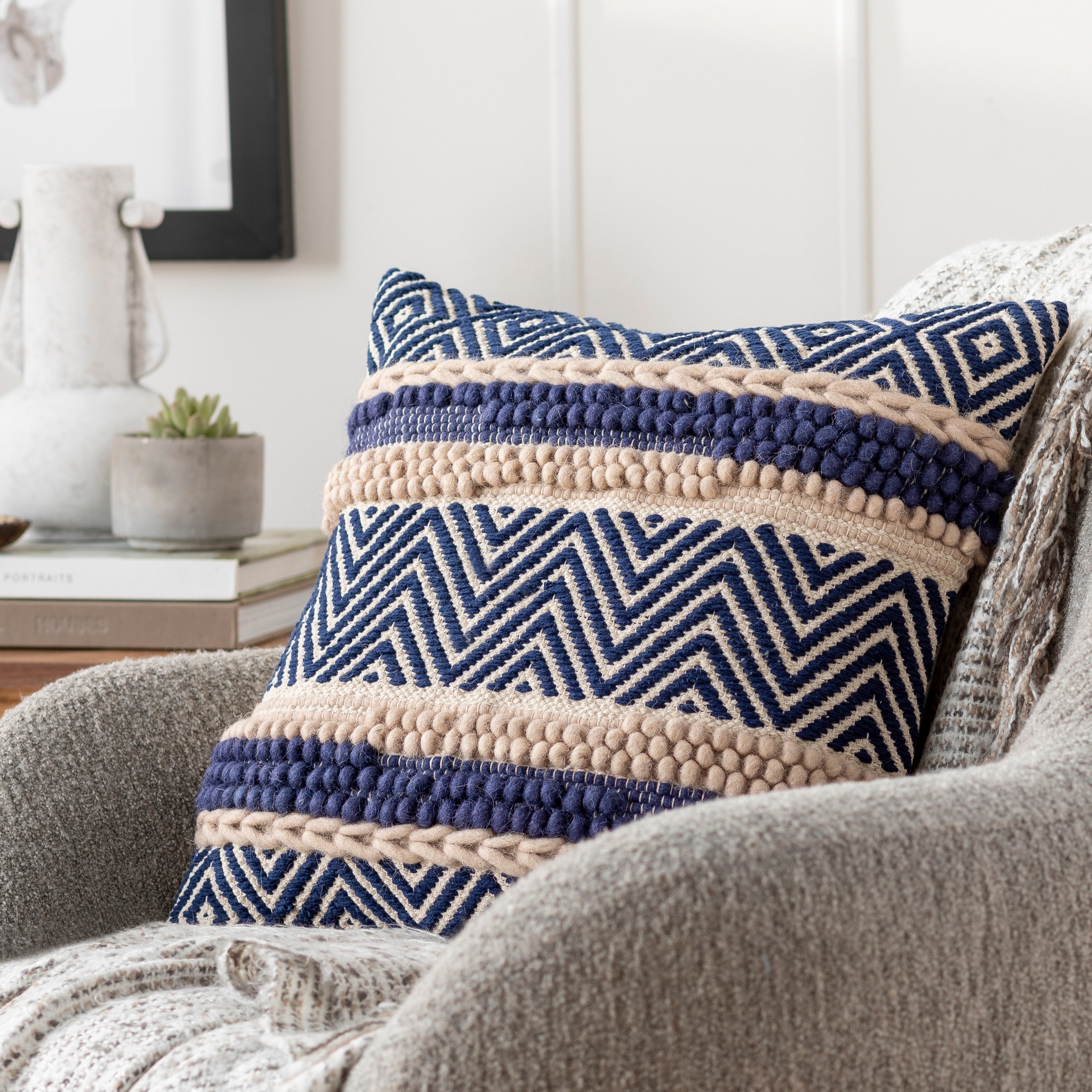 Alma Handwoven Bohemian Stripe Throw Pillow