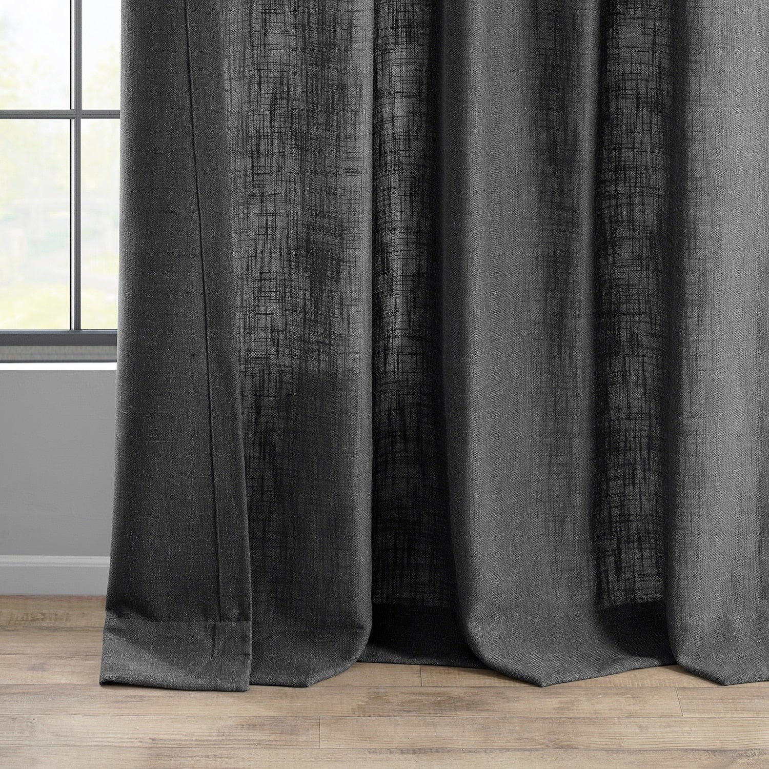 Exclusive Fabrics Heavy Faux Linen Light Filtering Curtains For Bedroom, Living Room (1 Panel)