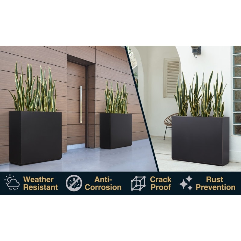 Metallic Heavy Planter for Outdoor Plants, 38Lx10Wx30H Inches Tall and Long Metal Divider Planter Box - 38x30x10