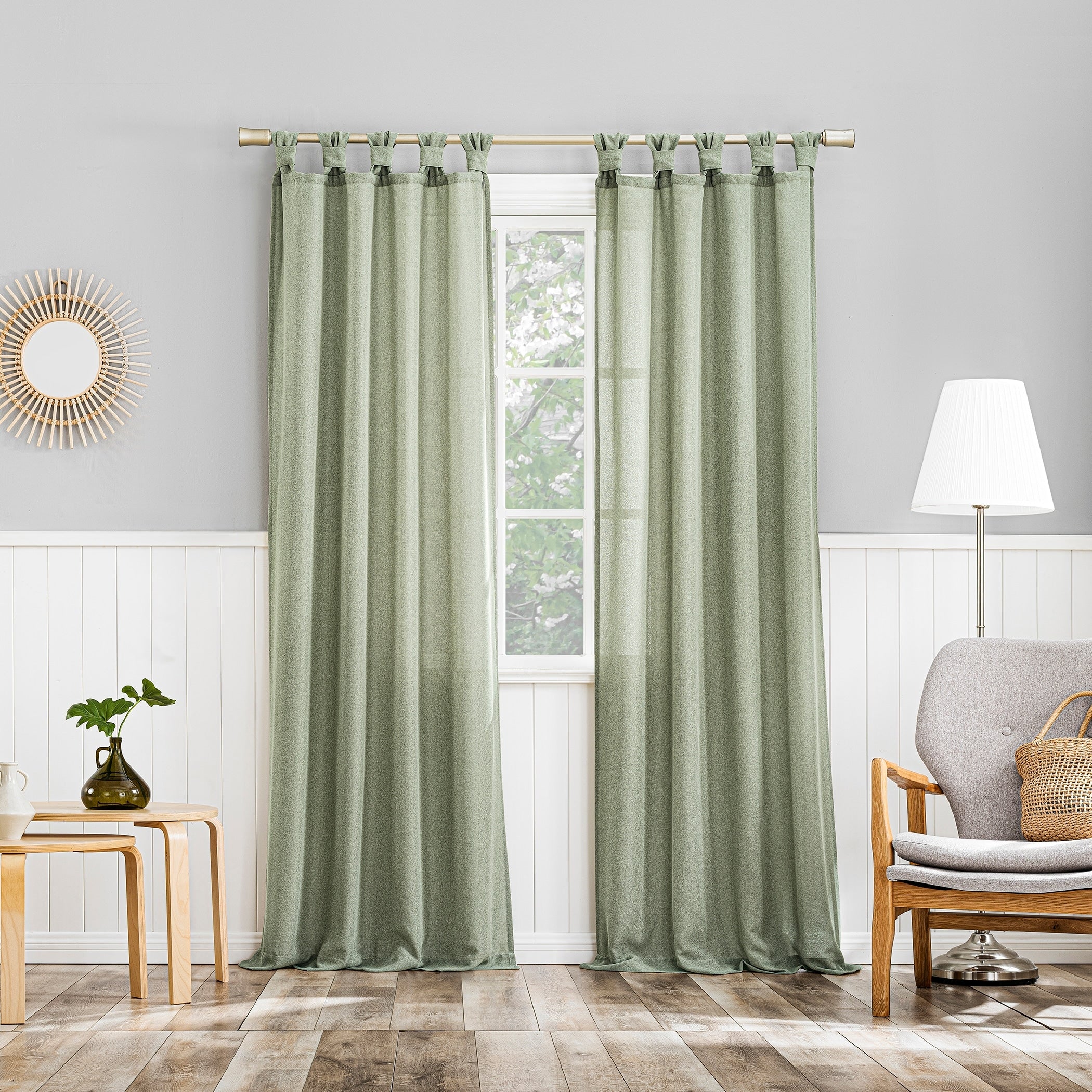 No. 918 Hathaway Twist Tab Semi-Sheer Tab Top Curtain Panel, Single Panel