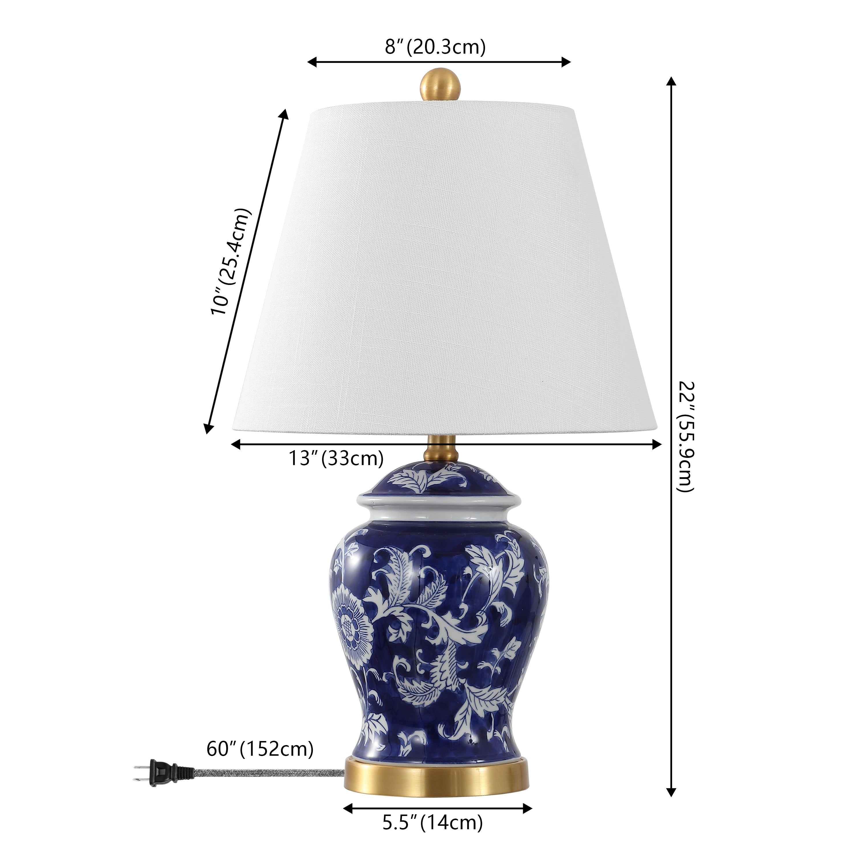 Penelope 22 Chinoiserie LED Table Lamp, Blue/White by JONATHAN Y