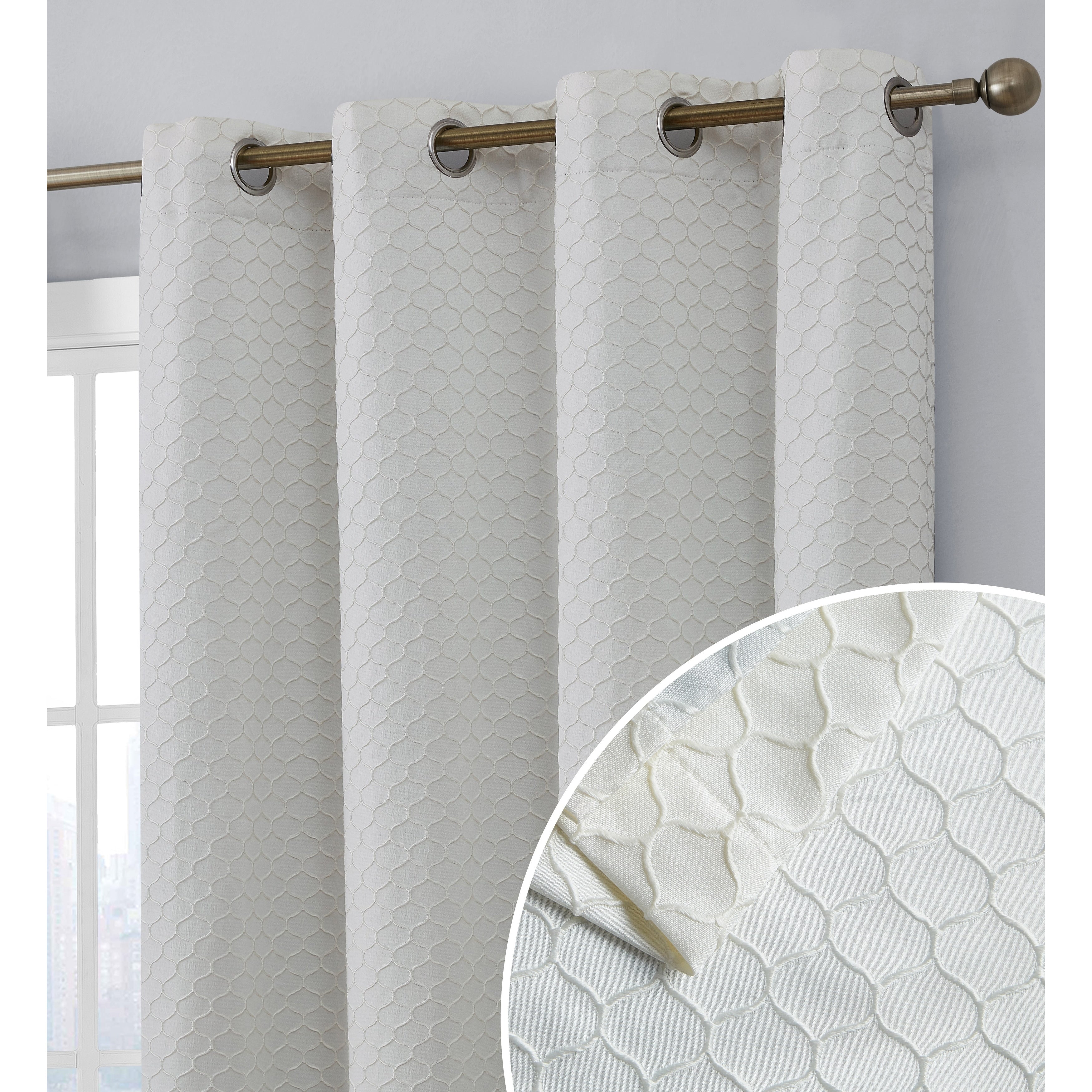 HLC.me Sienna Pattern 100% Complete Blackout Thermal Insulated Double Layer Window Curtain Grommet Panels, Set of 2