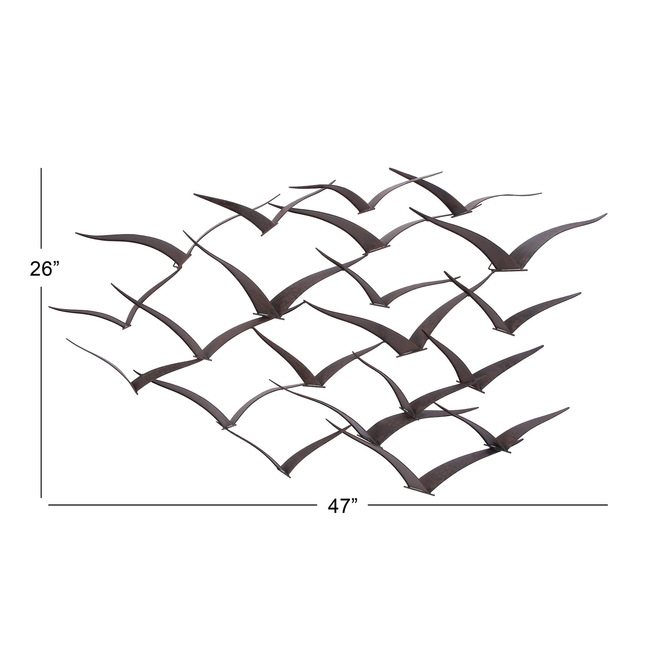 Benzara Metal Flock of Flying Birds Wall Decor, Black