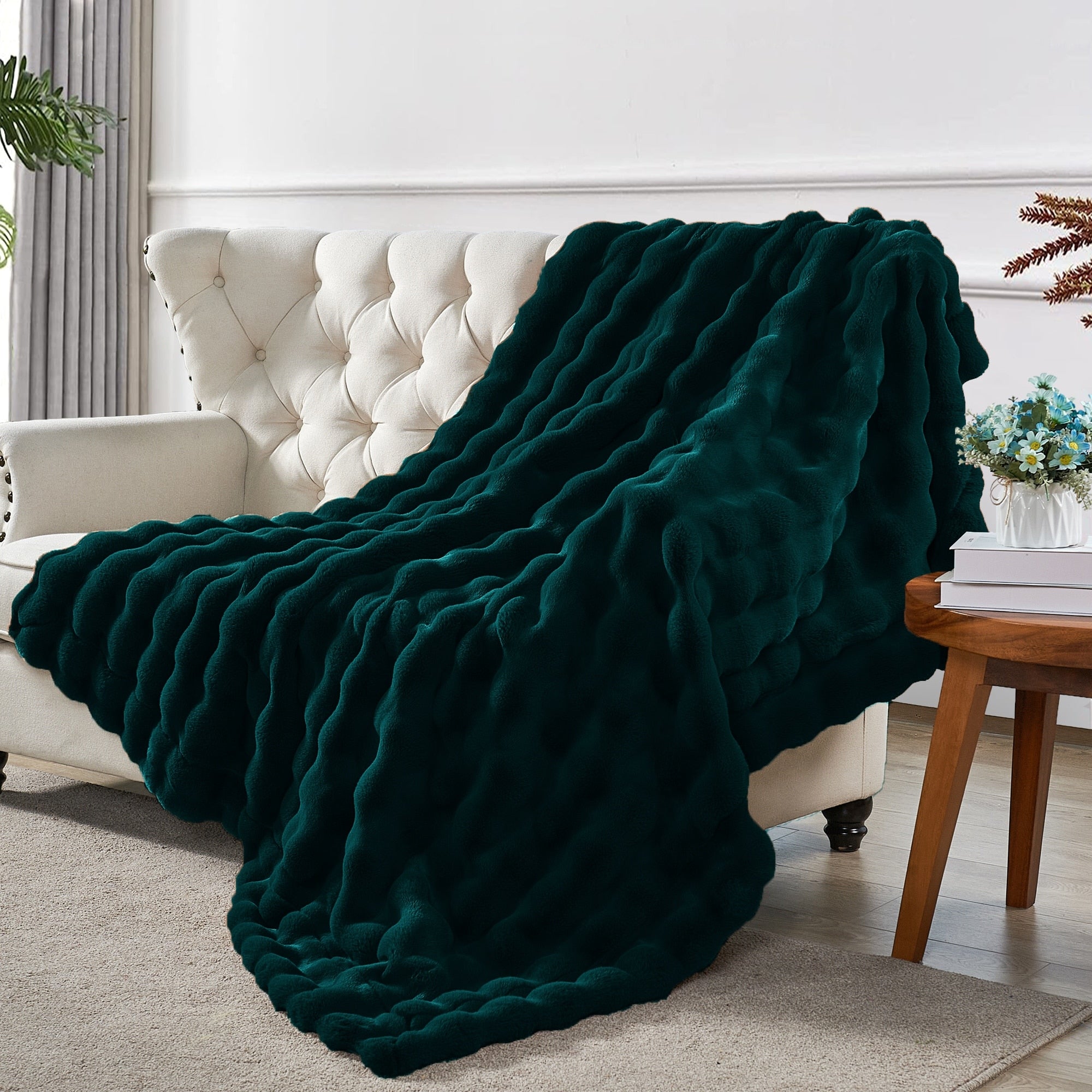 Home Soft Things Bubble Textured FauxFur Throw Cozy Soft Blankets