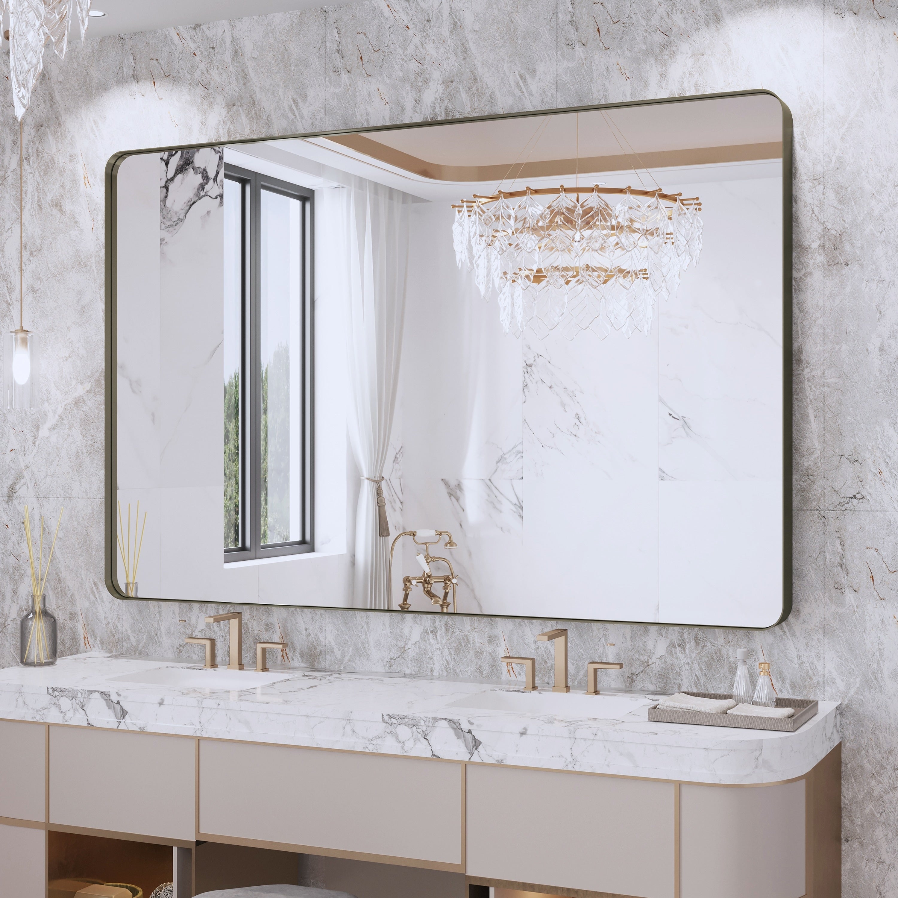 Framed Wall Mounted Bathroom Vanity Mirror