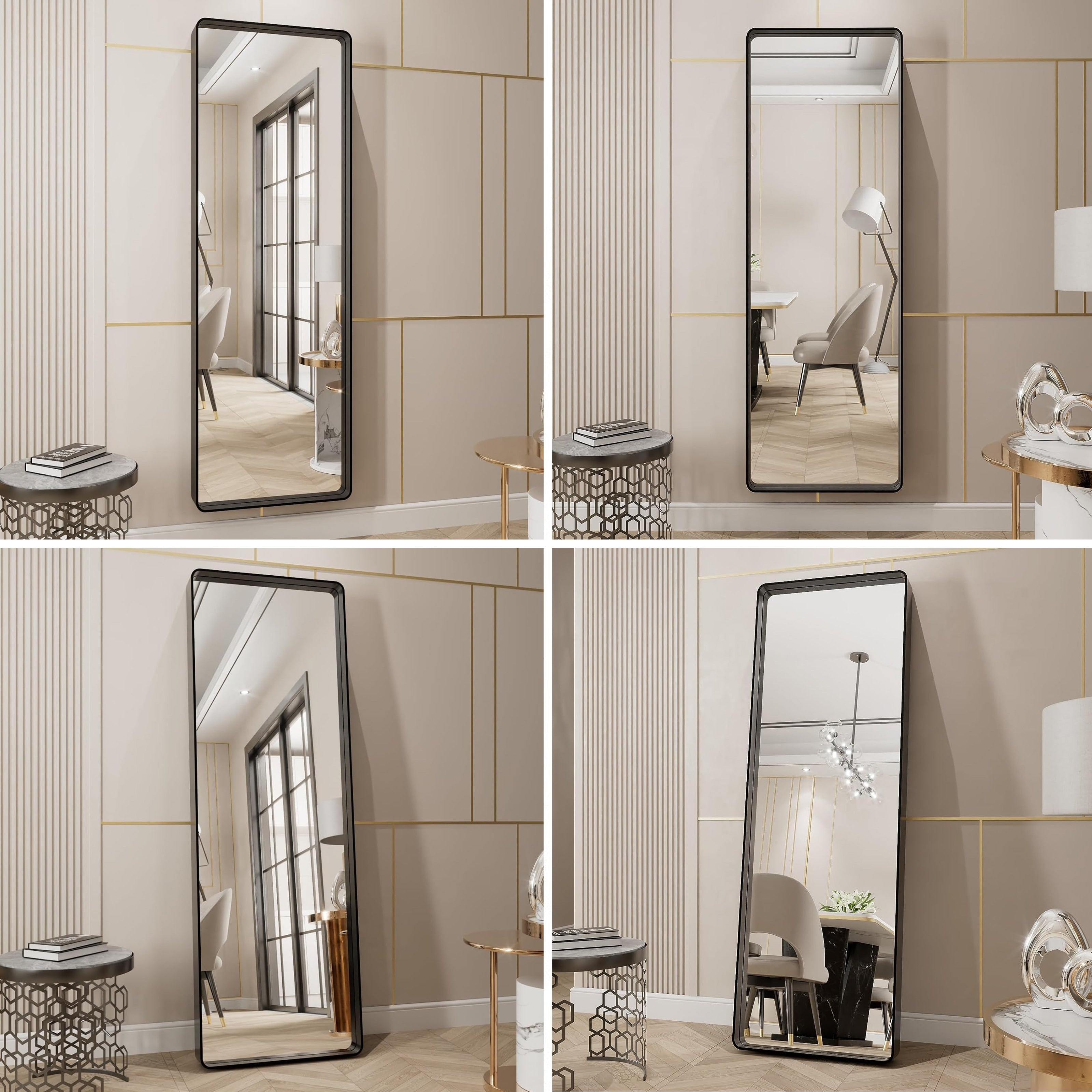 Apmir Metal Frame Tempered Glass Bathroom Vanity Mirror for Wall, Cloakroom, Bedroom