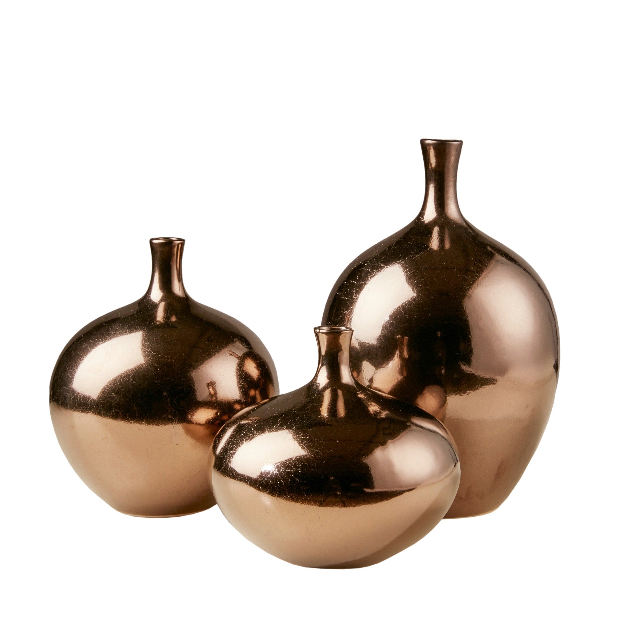 Madison Park Signature Ansen Mirrored Ceramic Decorative Vases 3-piece Set