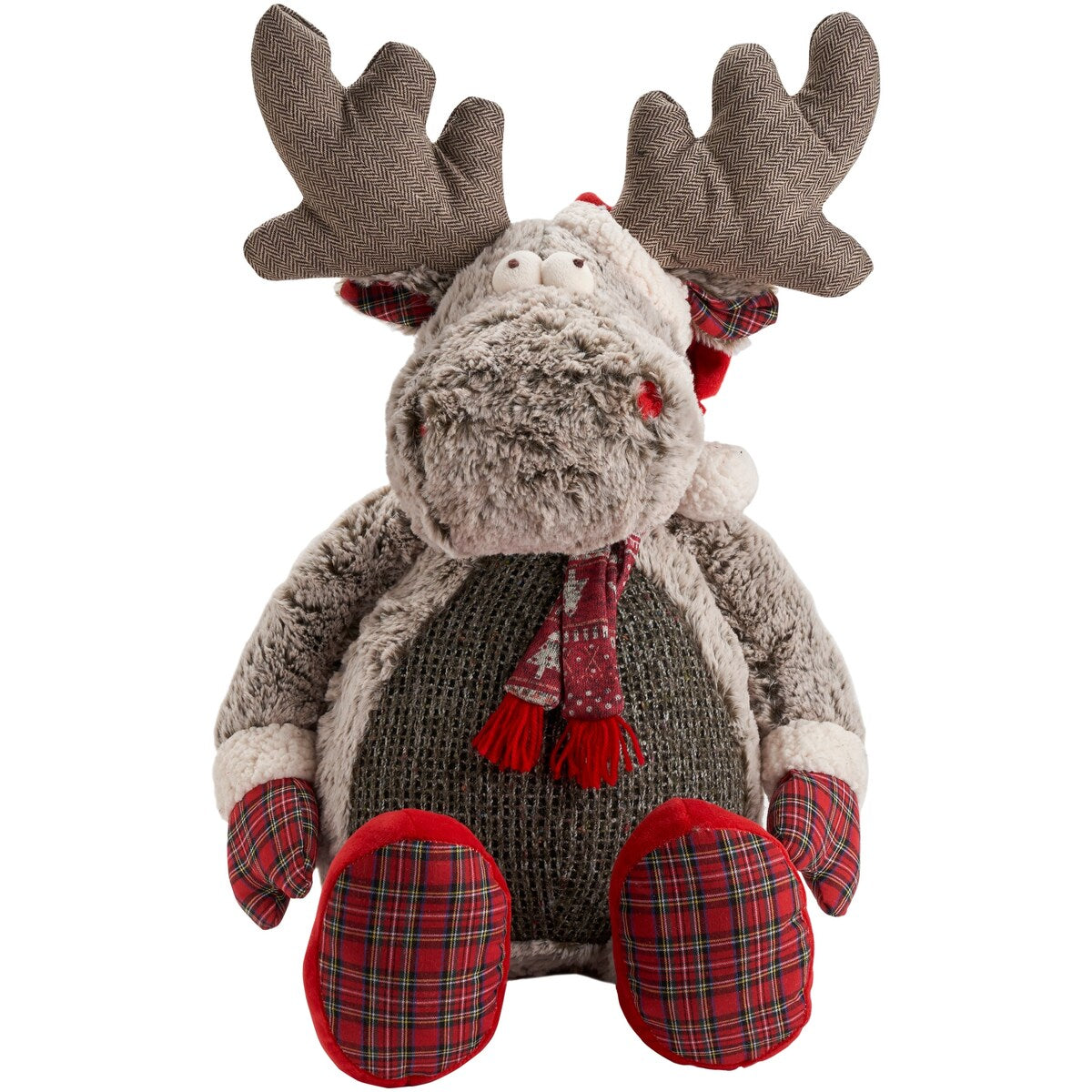 Mina Victory Plush Lines Holiday Moose 22 x 26 Brown Indoor Plush Animal - 22 x 26