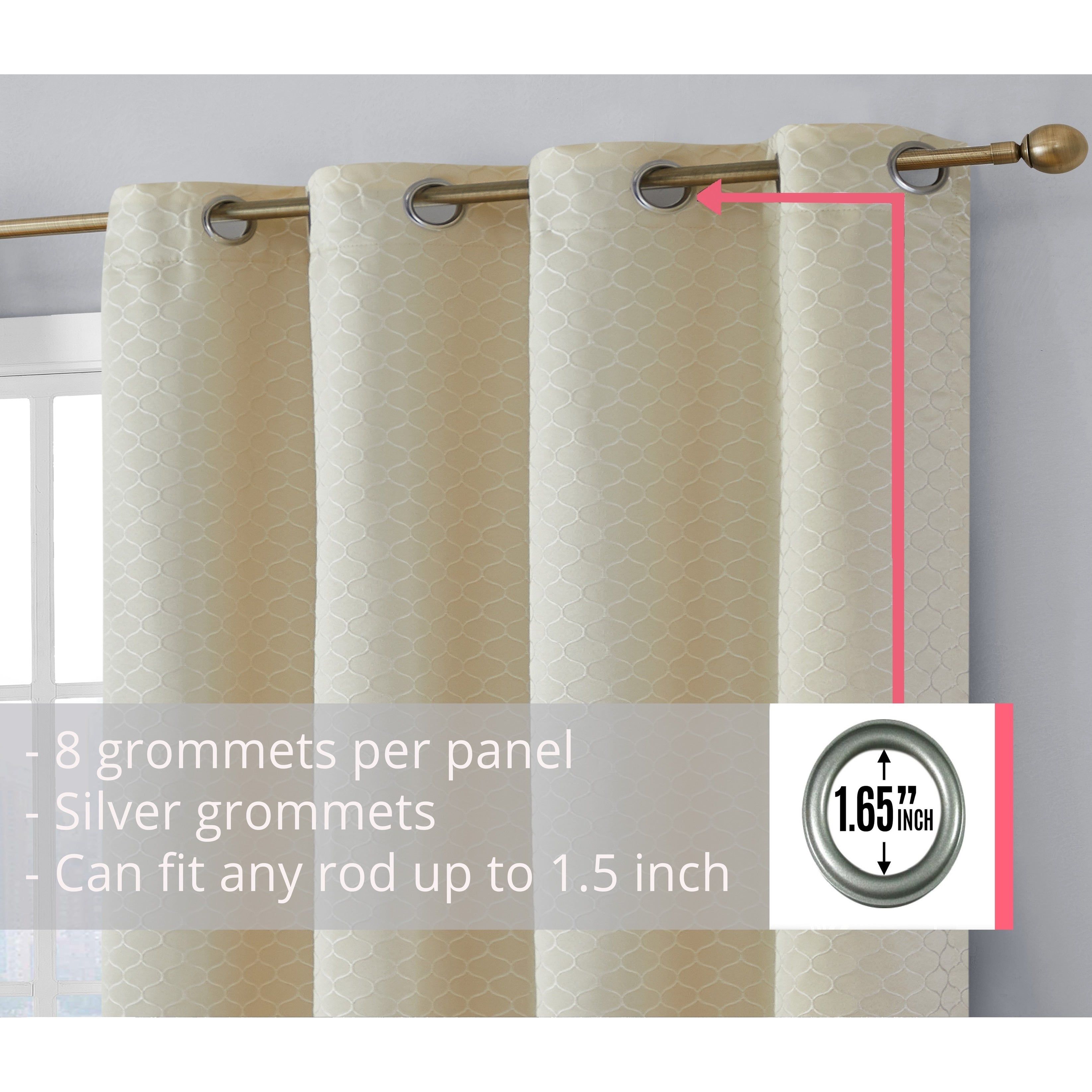 HLC.me Sienna Pattern 100% Complete Blackout Thermal Insulated Double Layer Window Curtain Grommet Panels, Set of 2