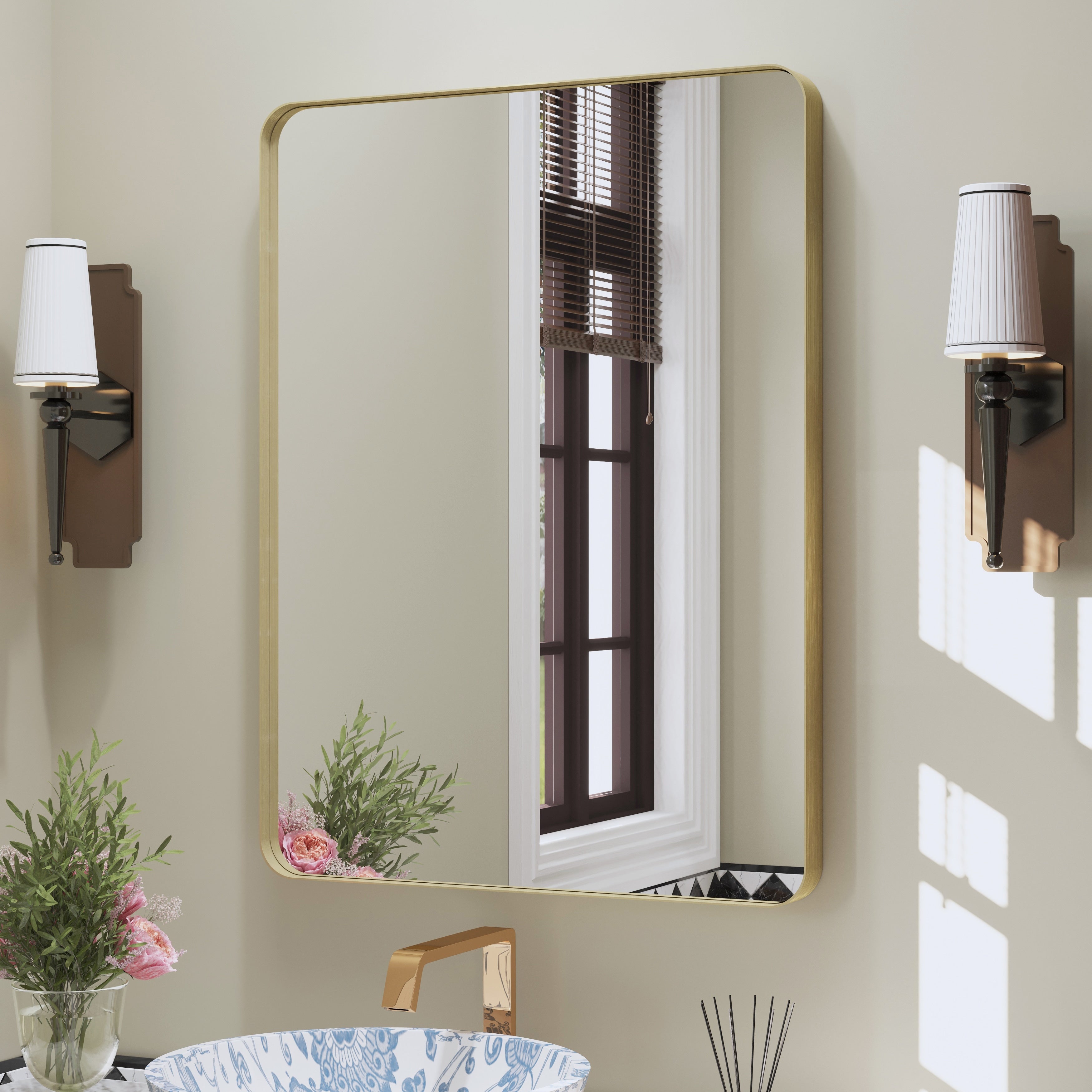 Framed Wall Mounted Bathroom Vanity Mirror