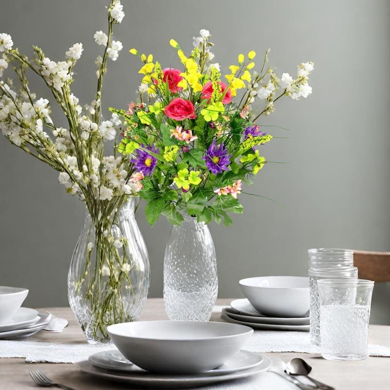 Artificial Silk Dahlia, Morning Glory, and Ranunculus 30-stem Bush