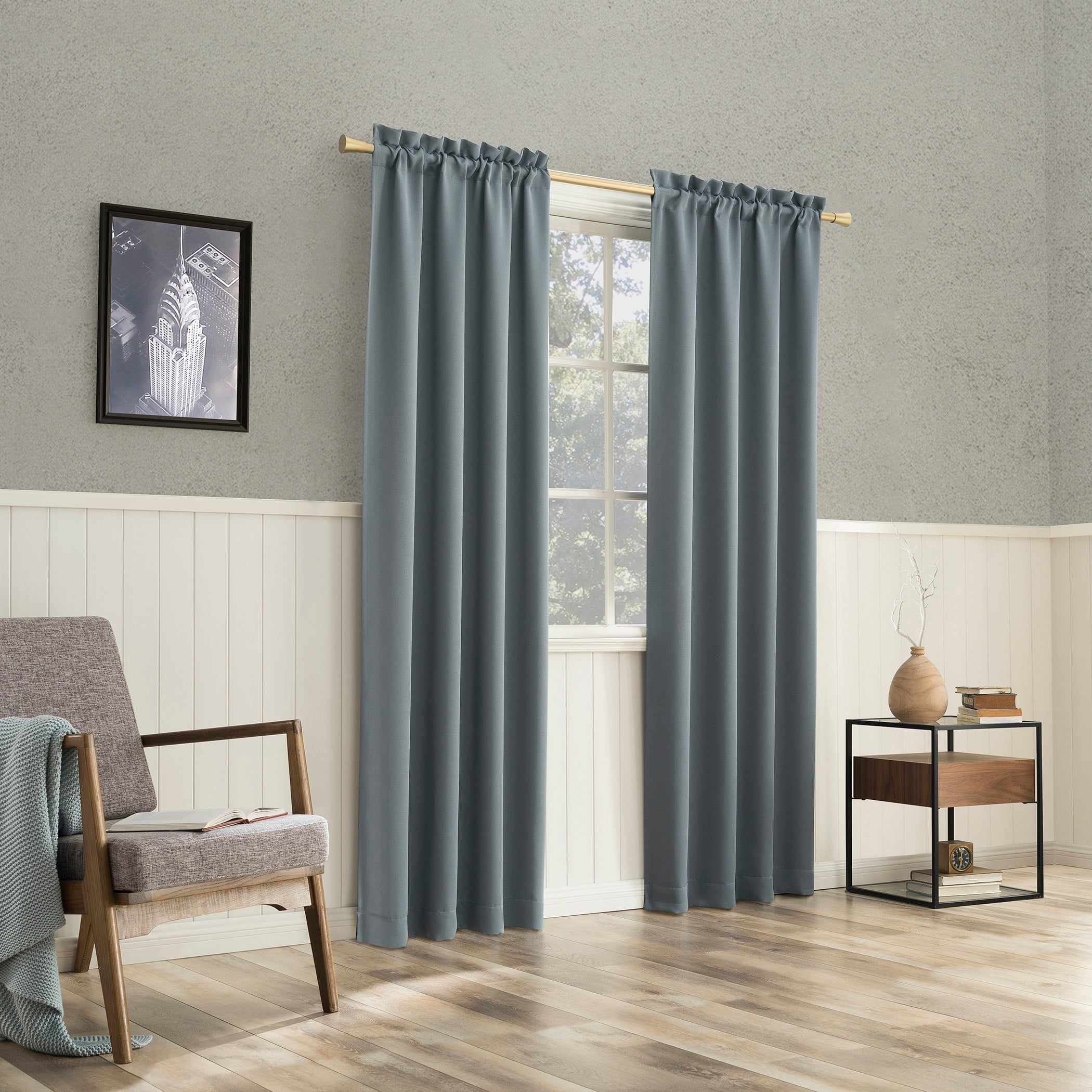 Sun Zero Hayden Energy Saving Blackout Rod Pocket 1-Piece Curtain Panel, Single Panel