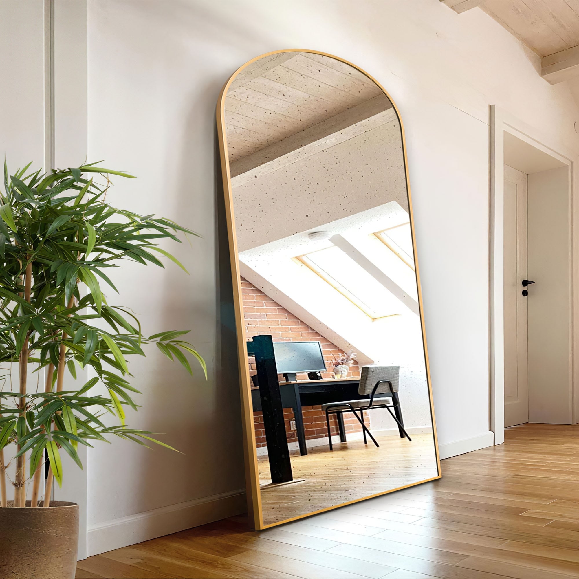 Dovelina Arched Full Length Floor Wall Mirror Standing Mirror