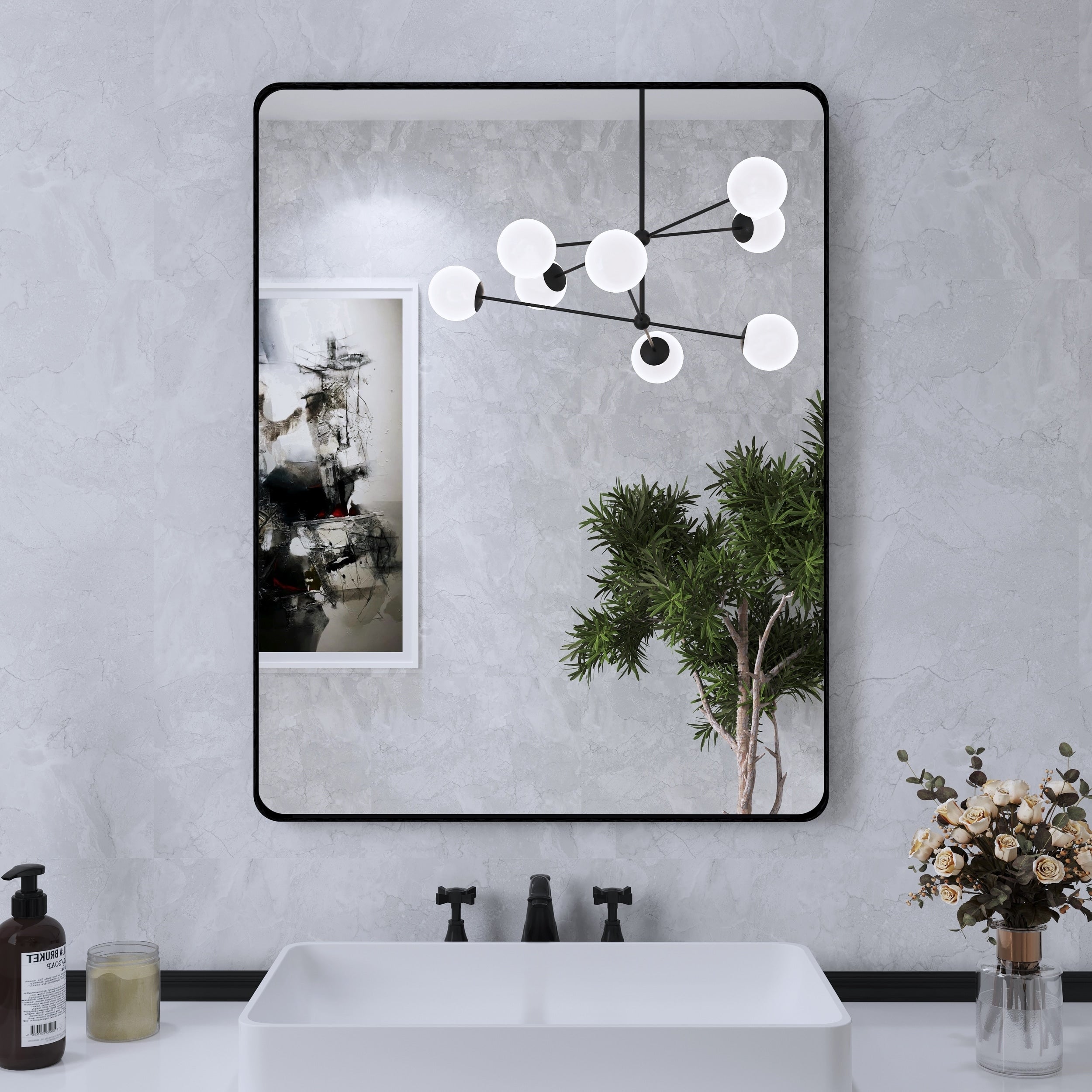 Framed Wall Mounted Bathroom Vanity Mirror