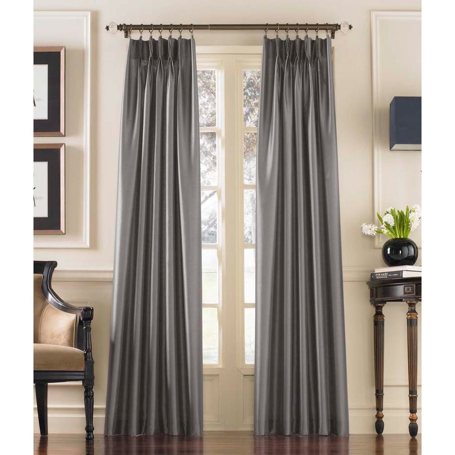 Marquee Faux Silk Pinch-pleat Solid Single Curtain Panel