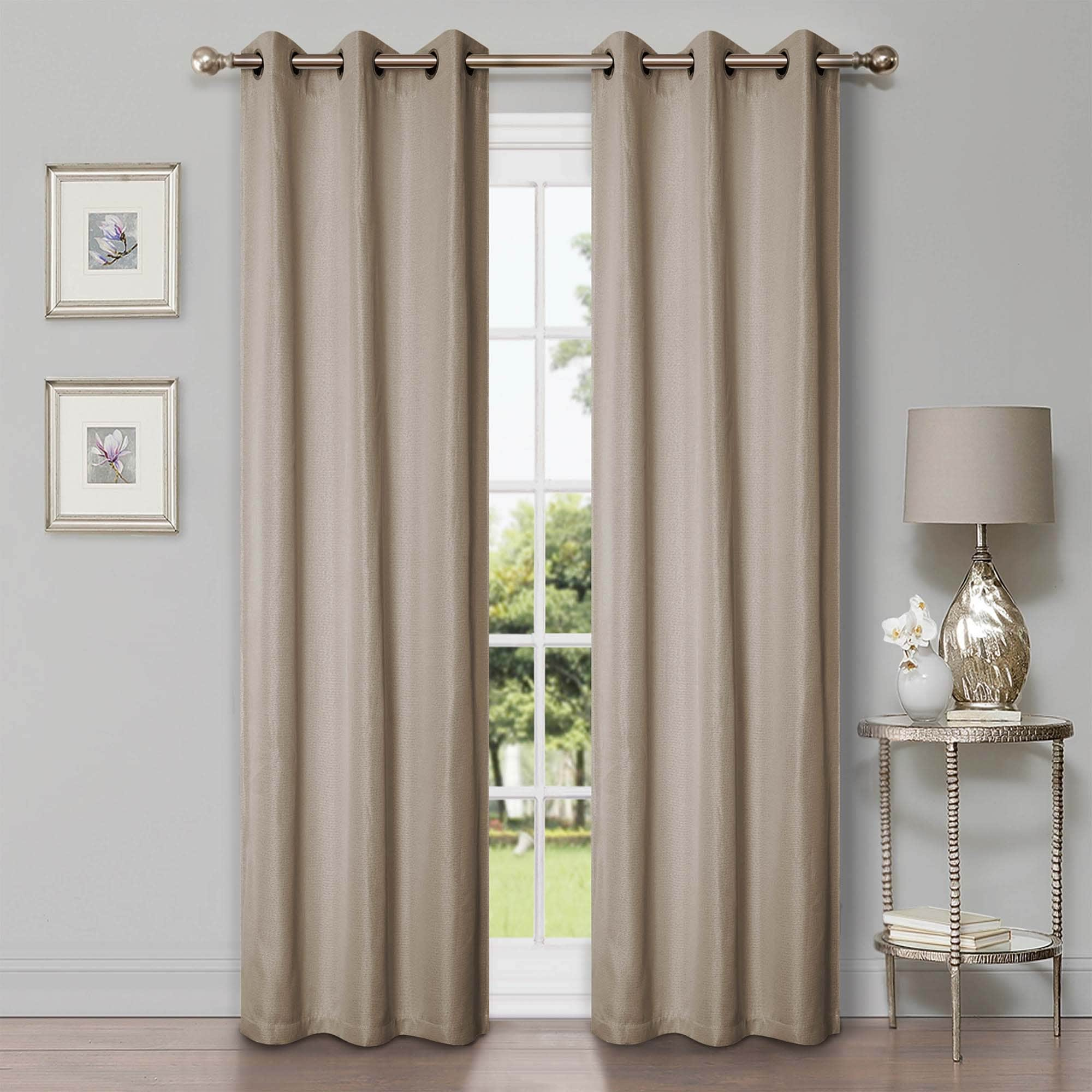 Superior Classic Linen Pattern Room Darkening Blackout Curtains, Rod Pocket or Grommets, Set of 2