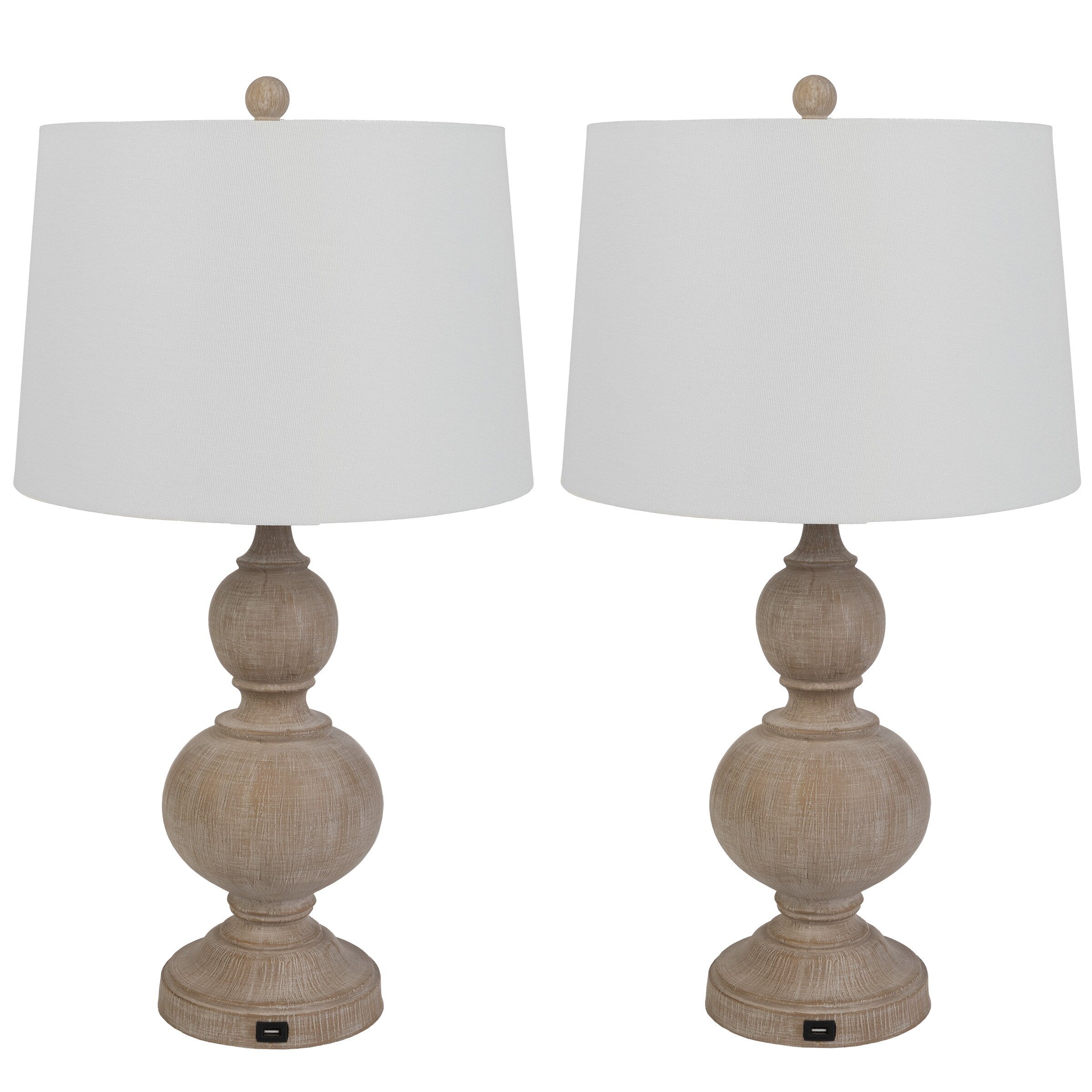 Lavish Home Table Lamps Set with USB Ports