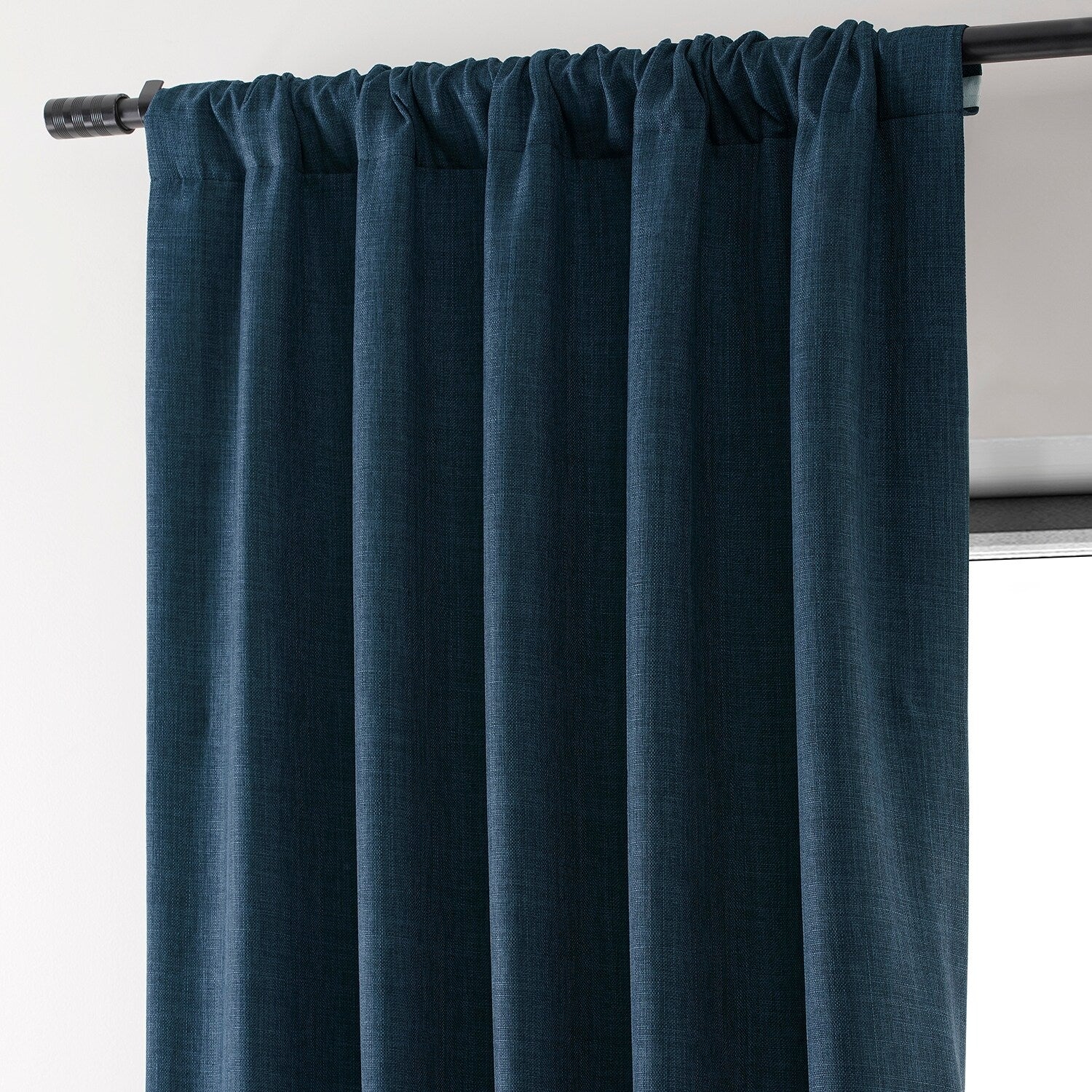 Exclusive Fabrics Faux Linen 100% Blackout Curtains Heat and Light Blocking - (1 Panel)