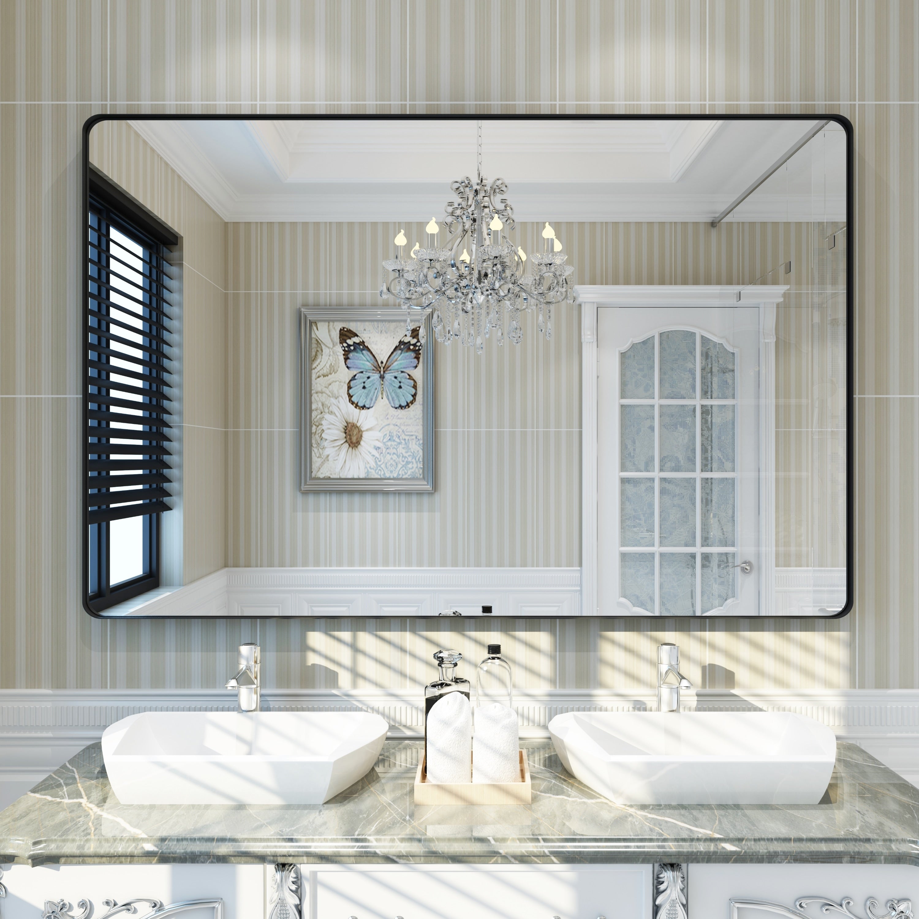 Framed Wall Mounted Bathroom Vanity Mirror