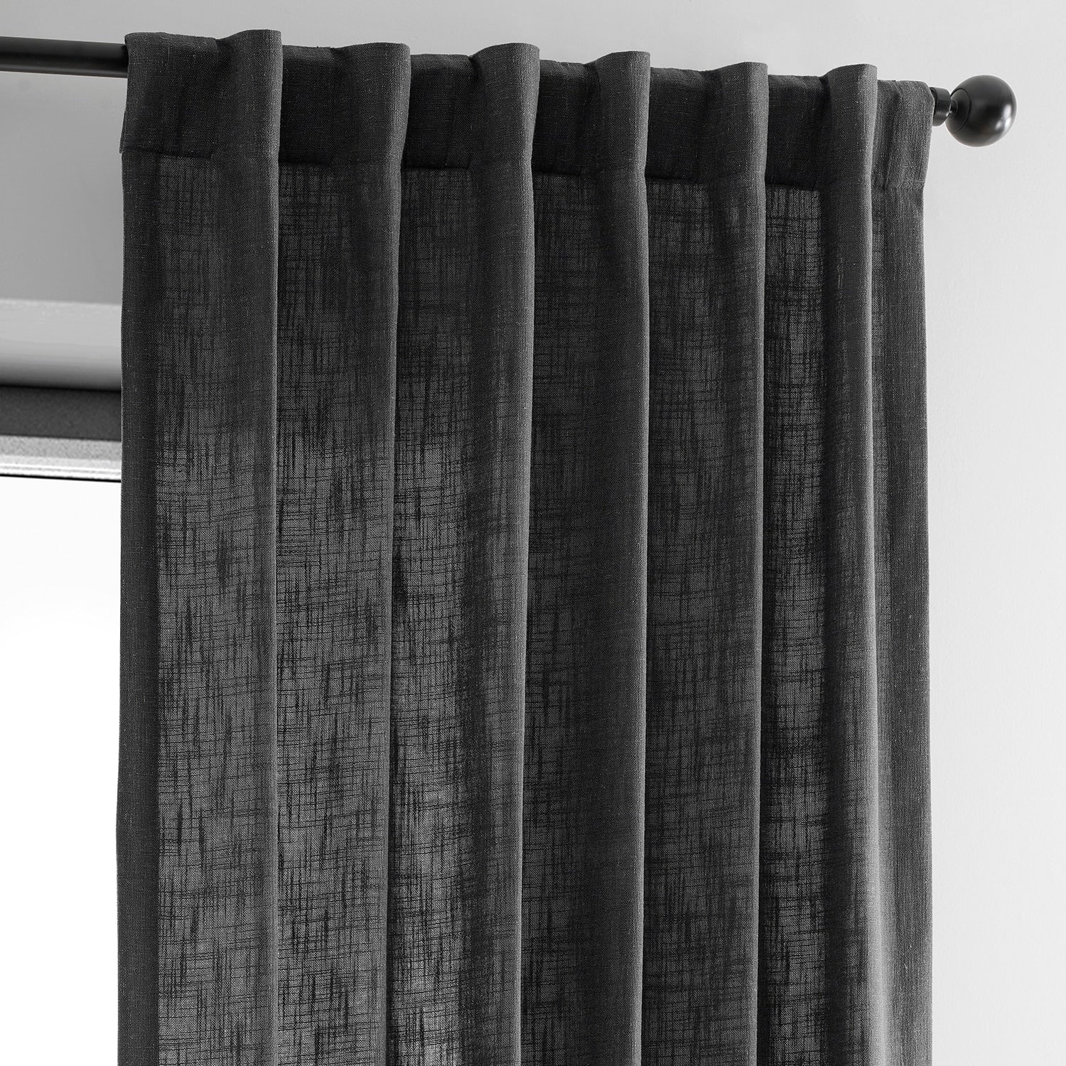 Exclusive Fabrics Heavy Faux Linen Light Filtering Curtains For Bedroom, Living Room (1 Panel)