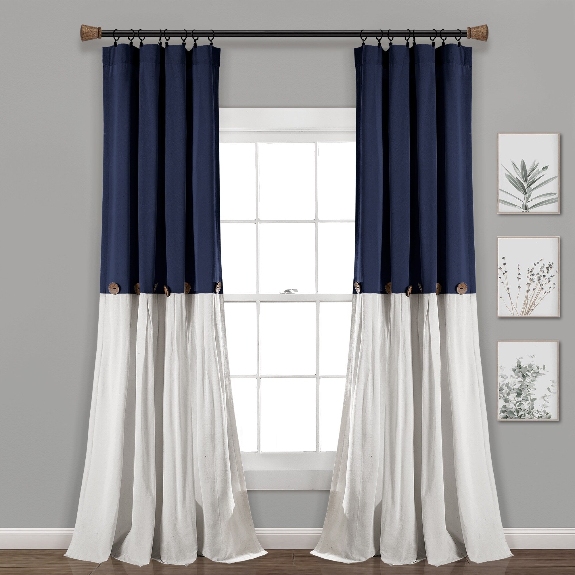 Lush Decor Linen Button Single Panel Window Curtain