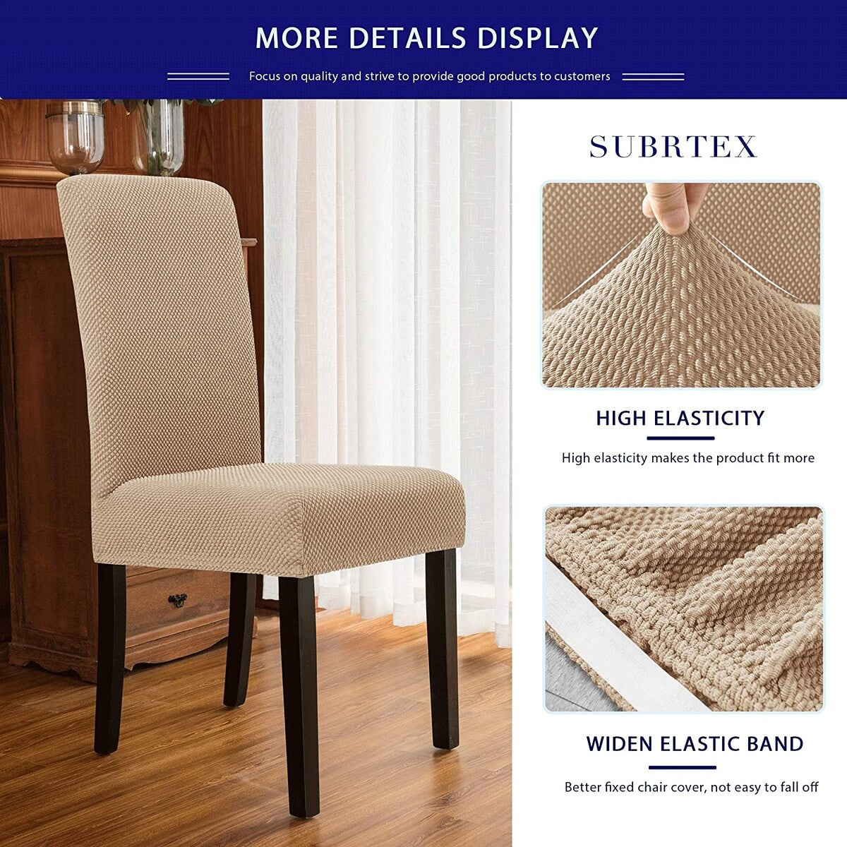 Subrtex 4 PCS Stretch Dining Chair Slipcover Textured Grain Cover