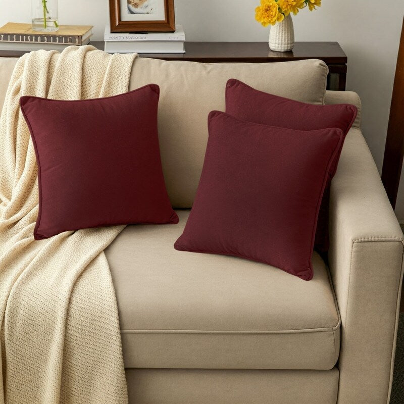 A1HC Set of 2 Luxurious Fine Soft Velvet Throw Pillow Covers Only, For Sofas, Beds, Vibrant Colors and Hidden Zipper