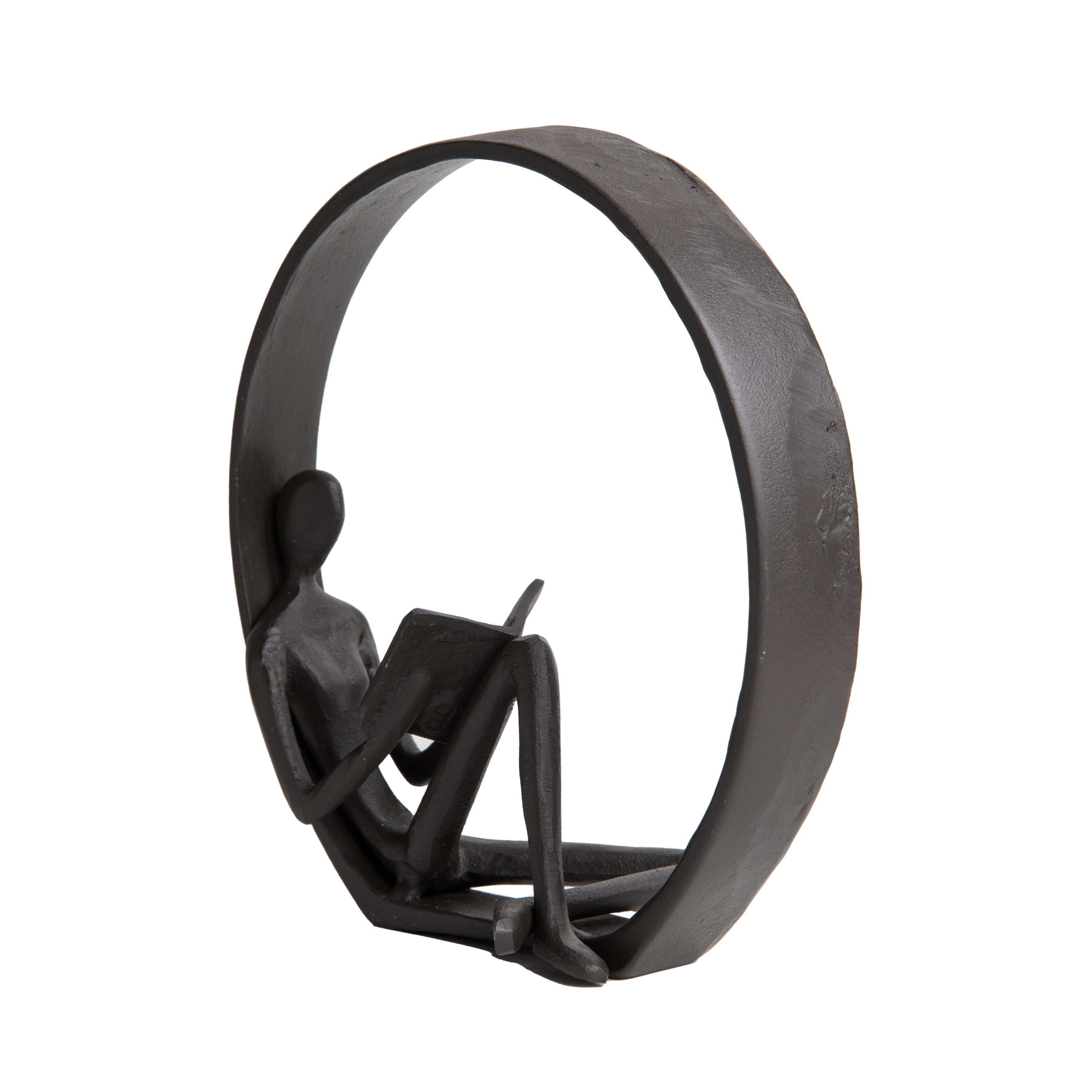 Danya B. Contemporary Encircled Reader Cast Iron Sculpture Statue - Male, Female, or Dual Bookend Options