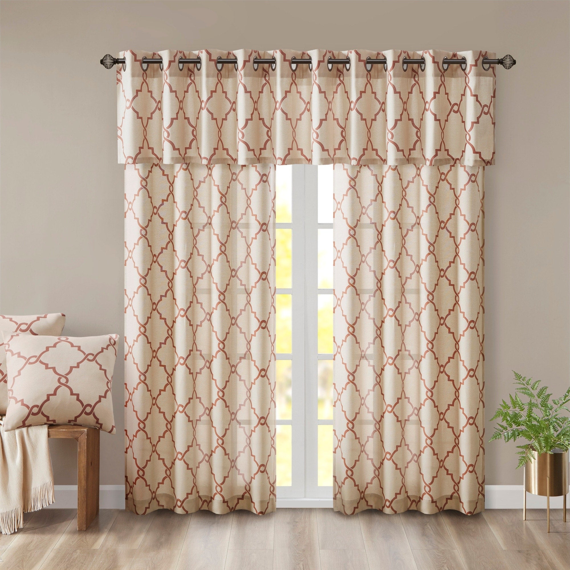 Madison Park Westmont Fretwork Print Grommet Top Window Single Curtain Panel