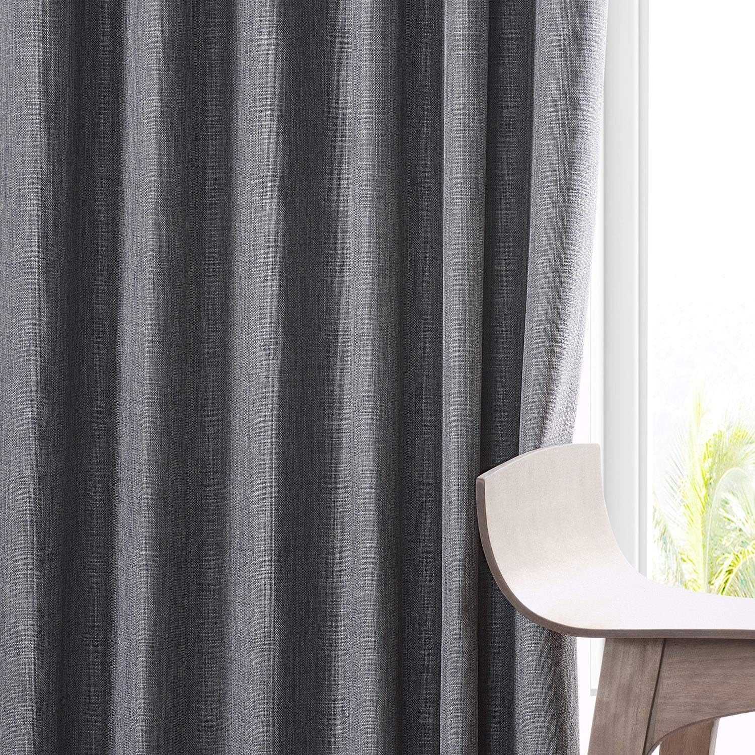 Exclusive Fabrics Faux Linen 100% Blackout Curtains Heat and Light Blocking - (1 Panel)