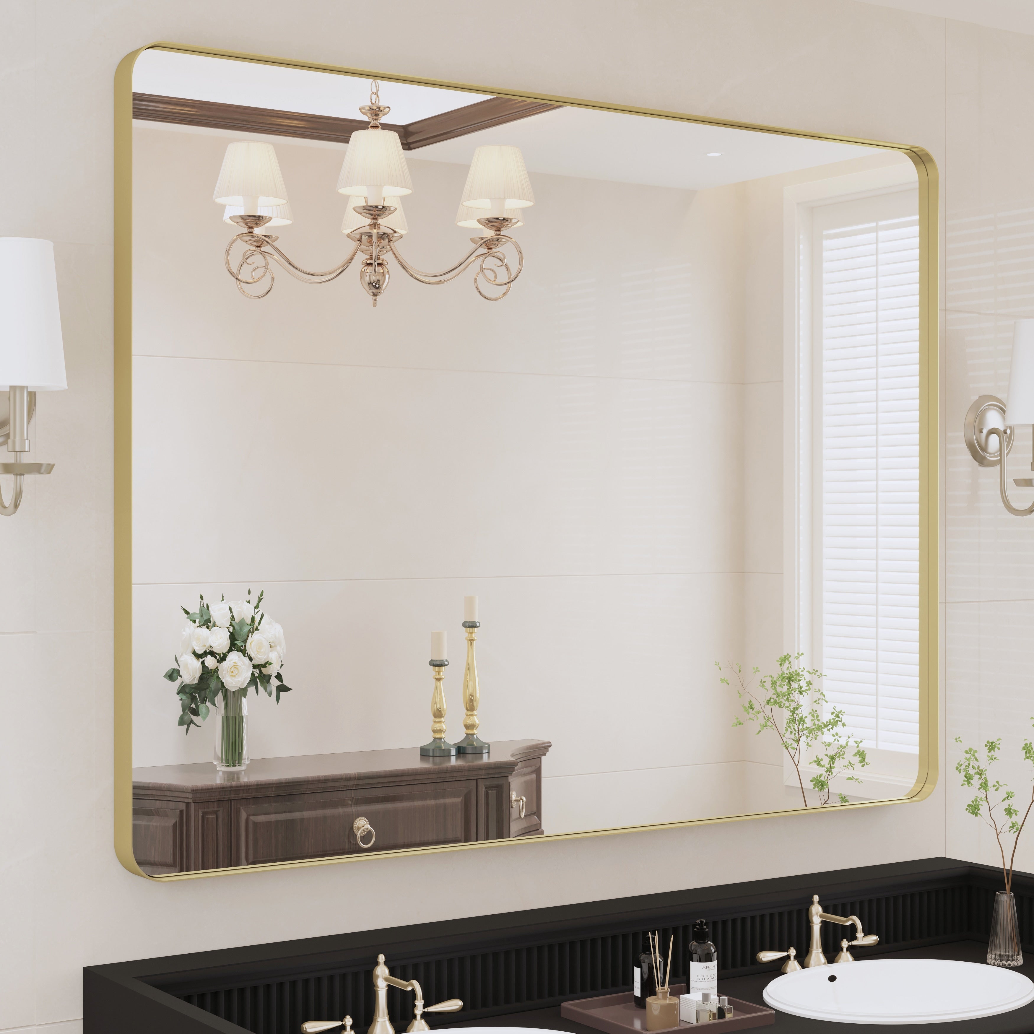 Framed Wall Mounted Bathroom Vanity Mirror