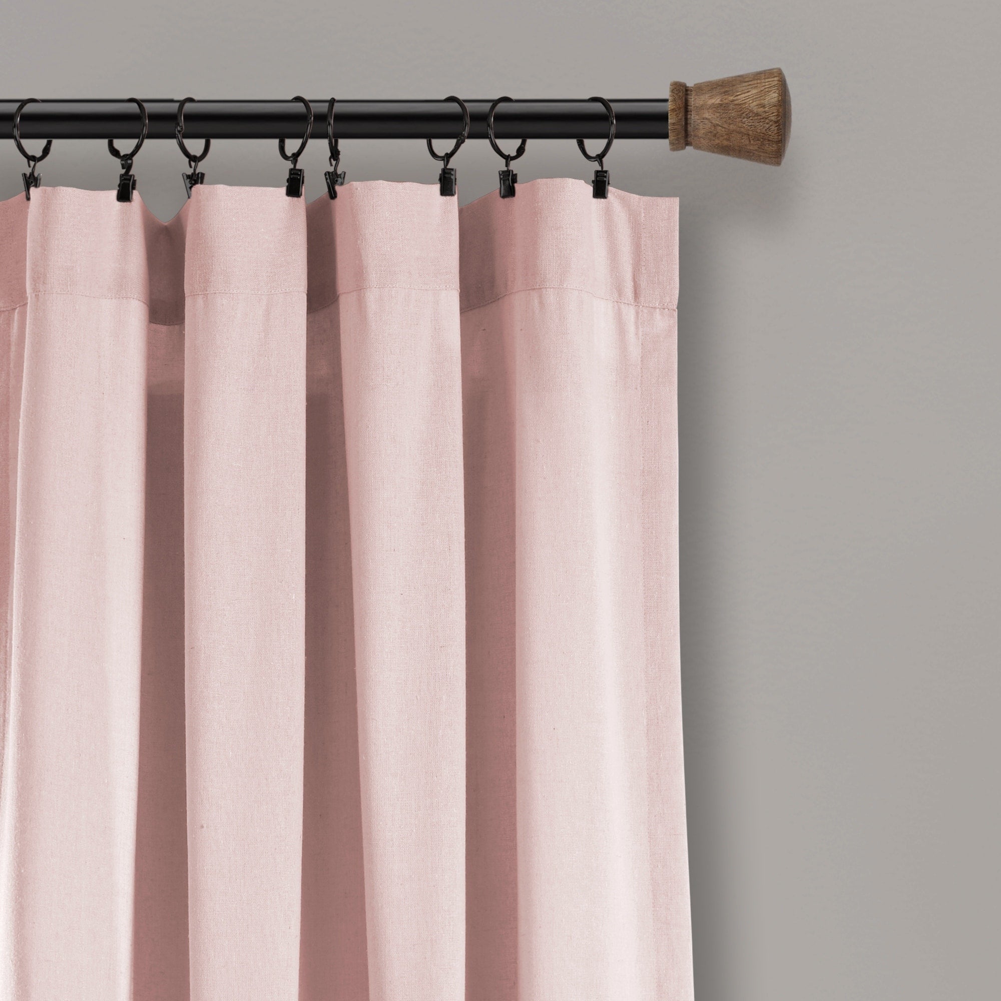 Lush Decor Linen Button Single Panel Window Curtain