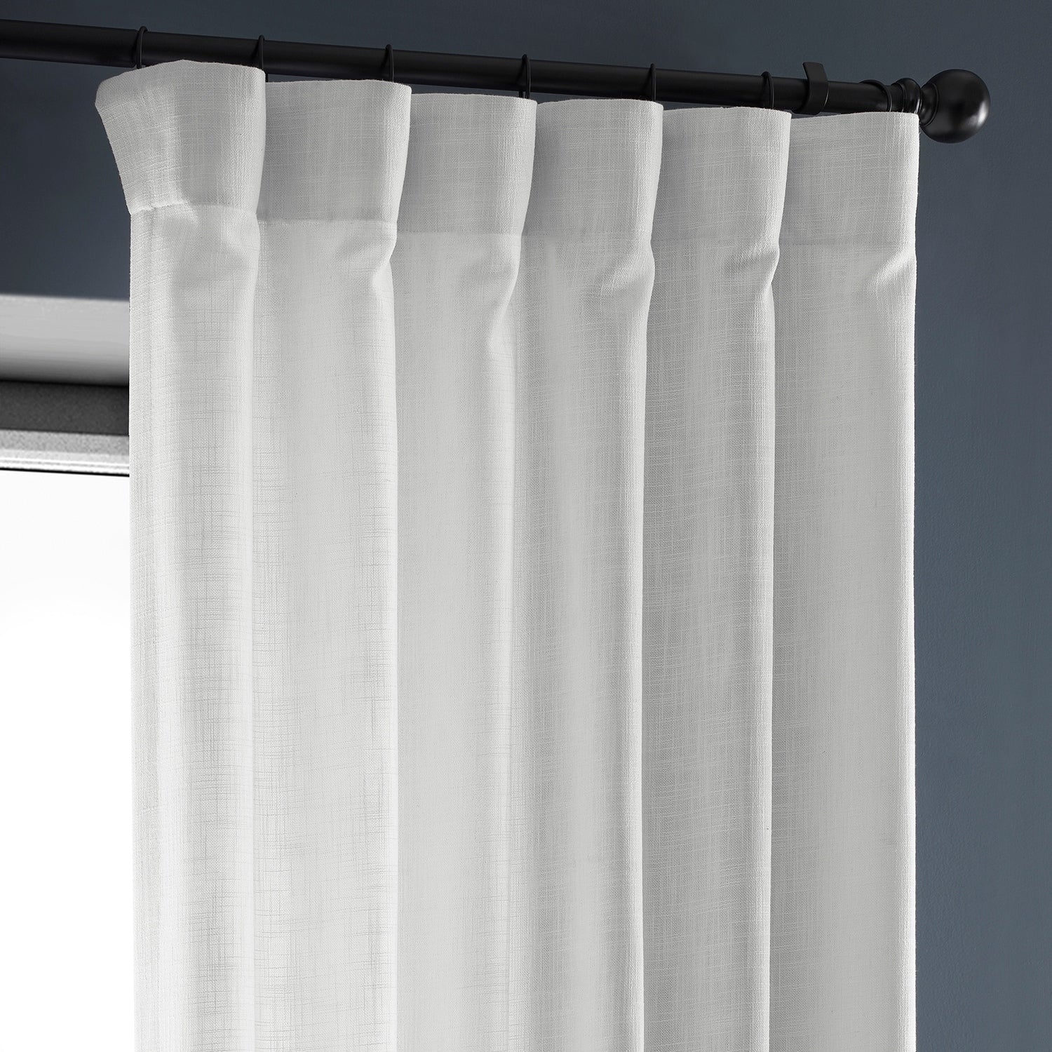 Exclusive Fabrics Heavy Faux Linen Light Filtering Curtains For Bedroom, Living Room (1 Panel)