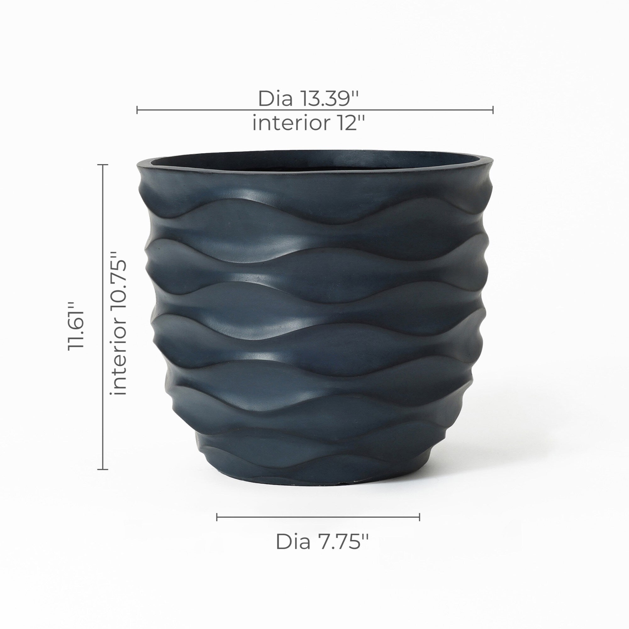 Round Black Waves Indoor/Outdoor MgO Planter