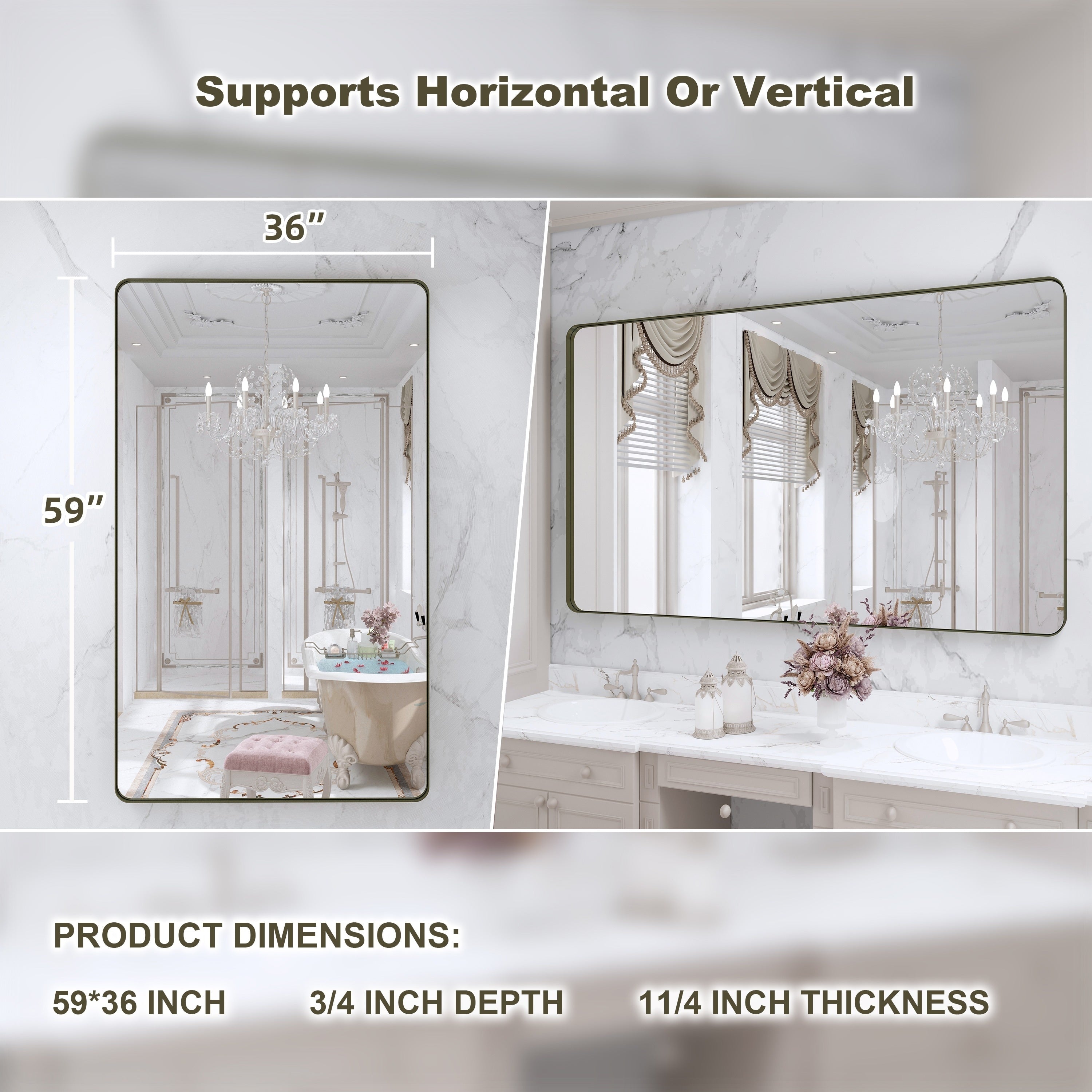 Framed Wall Mounted Bathroom Vanity Mirror