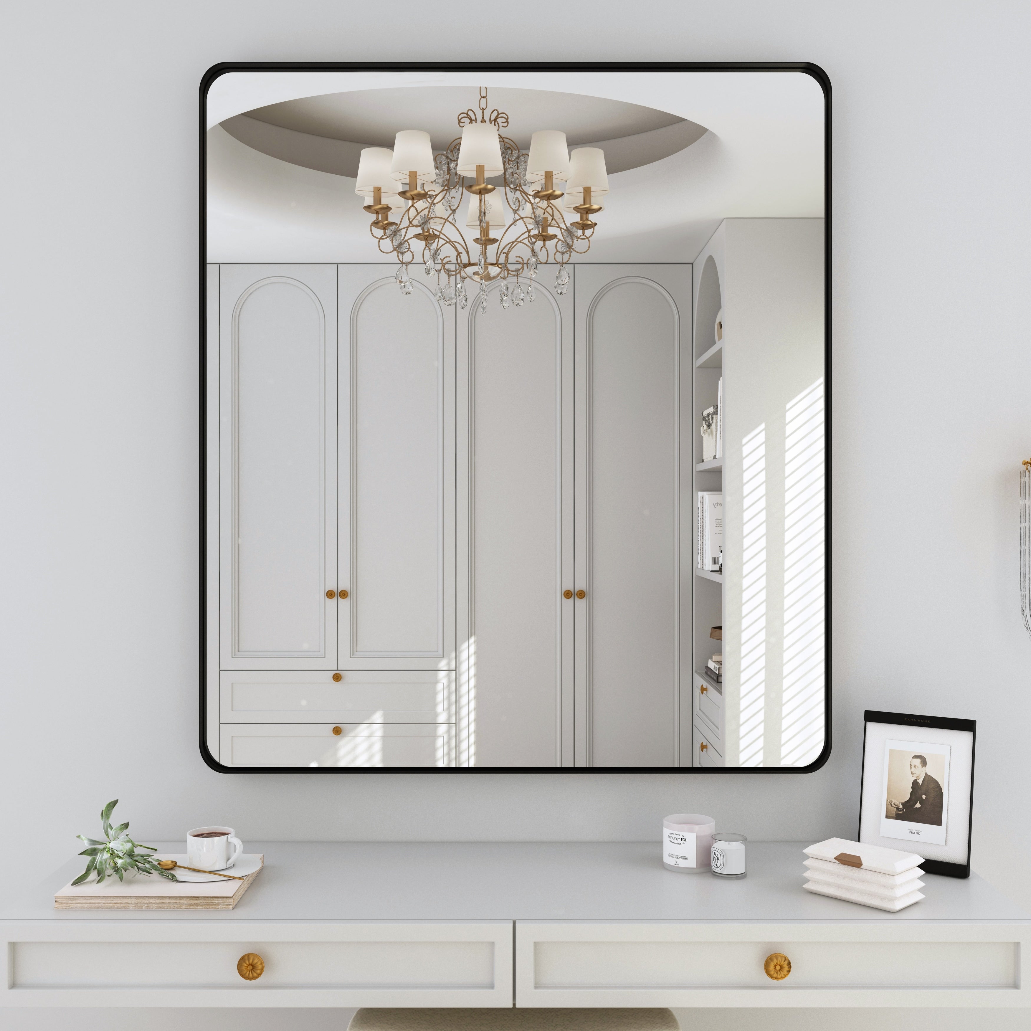 Framed Wall Mounted Bathroom Vanity Mirror