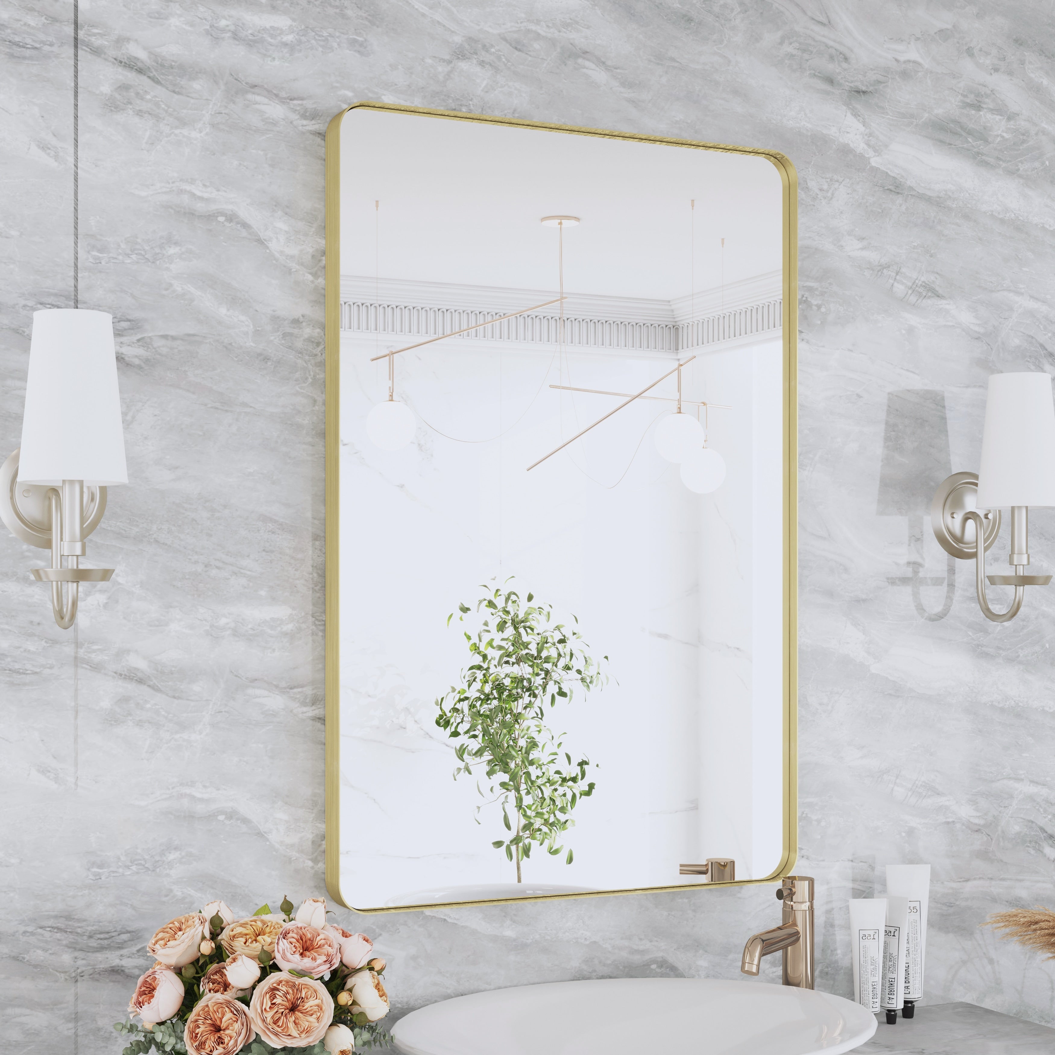 Framed Wall Mounted Bathroom Vanity Mirror