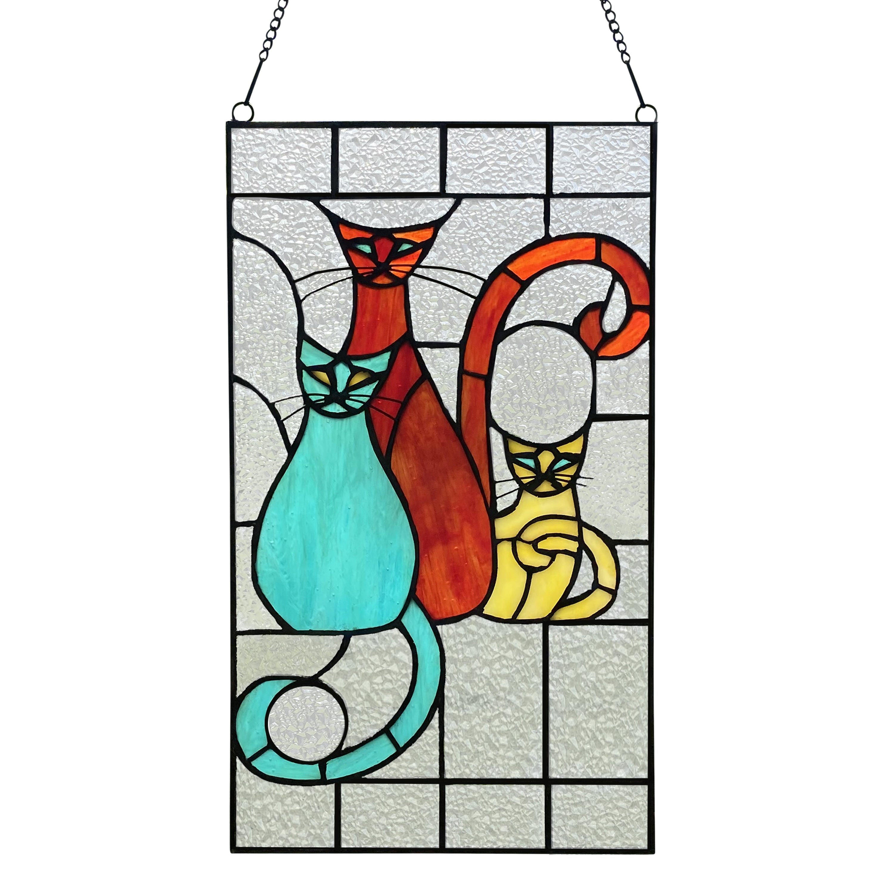 River of Goods River of Goods 14-Inch Coy Cats Trio Stained Glass Window Panel - 8 x 0.25 x 14