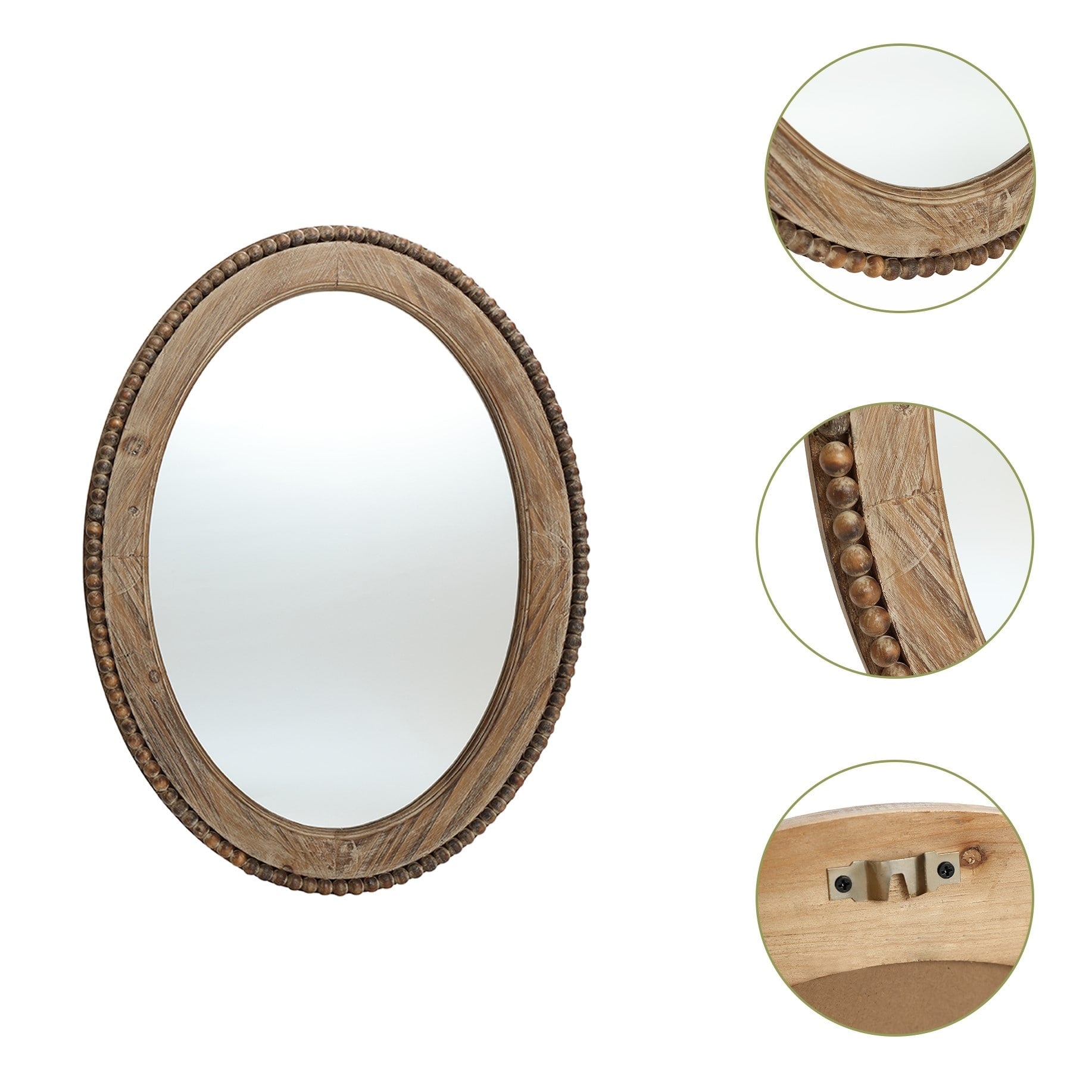 Cameo Wood Framed 32-Inch Oval Wall Mirror, Bathroom Wall Mirror - 31.89 H x 24 W x 1.26 D