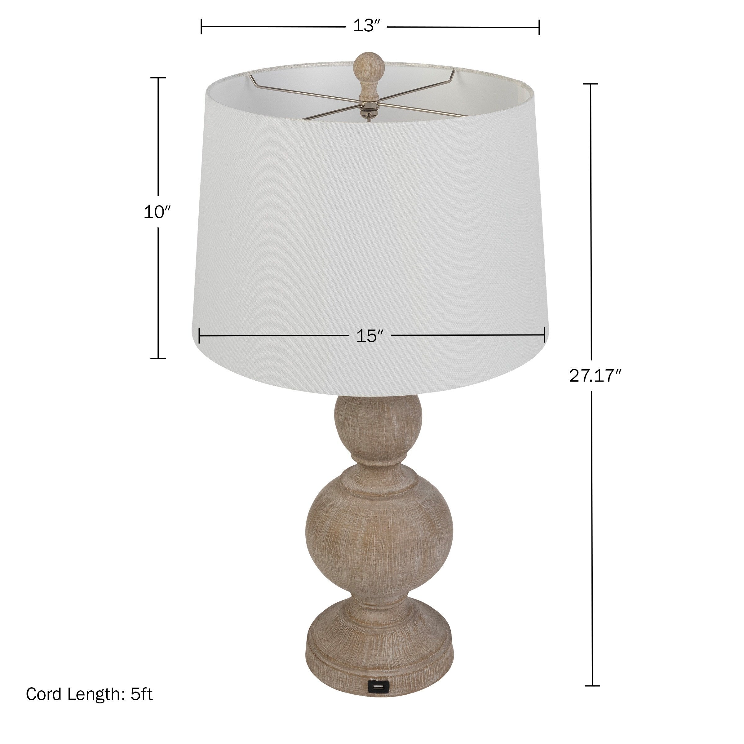 Lavish Home Table Lamps Set with USB Ports