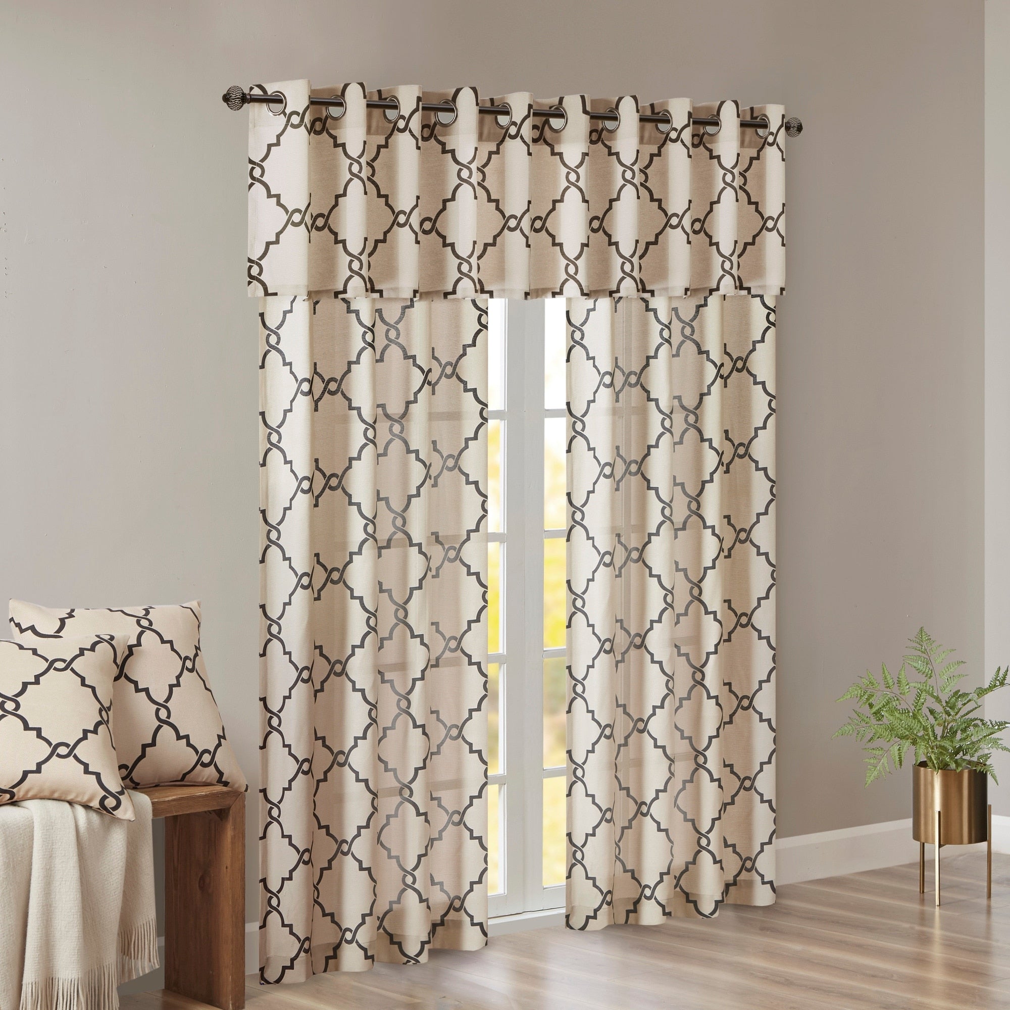 Madison Park Westmont Fretwork Print Grommet Top Window Single Curtain Panel