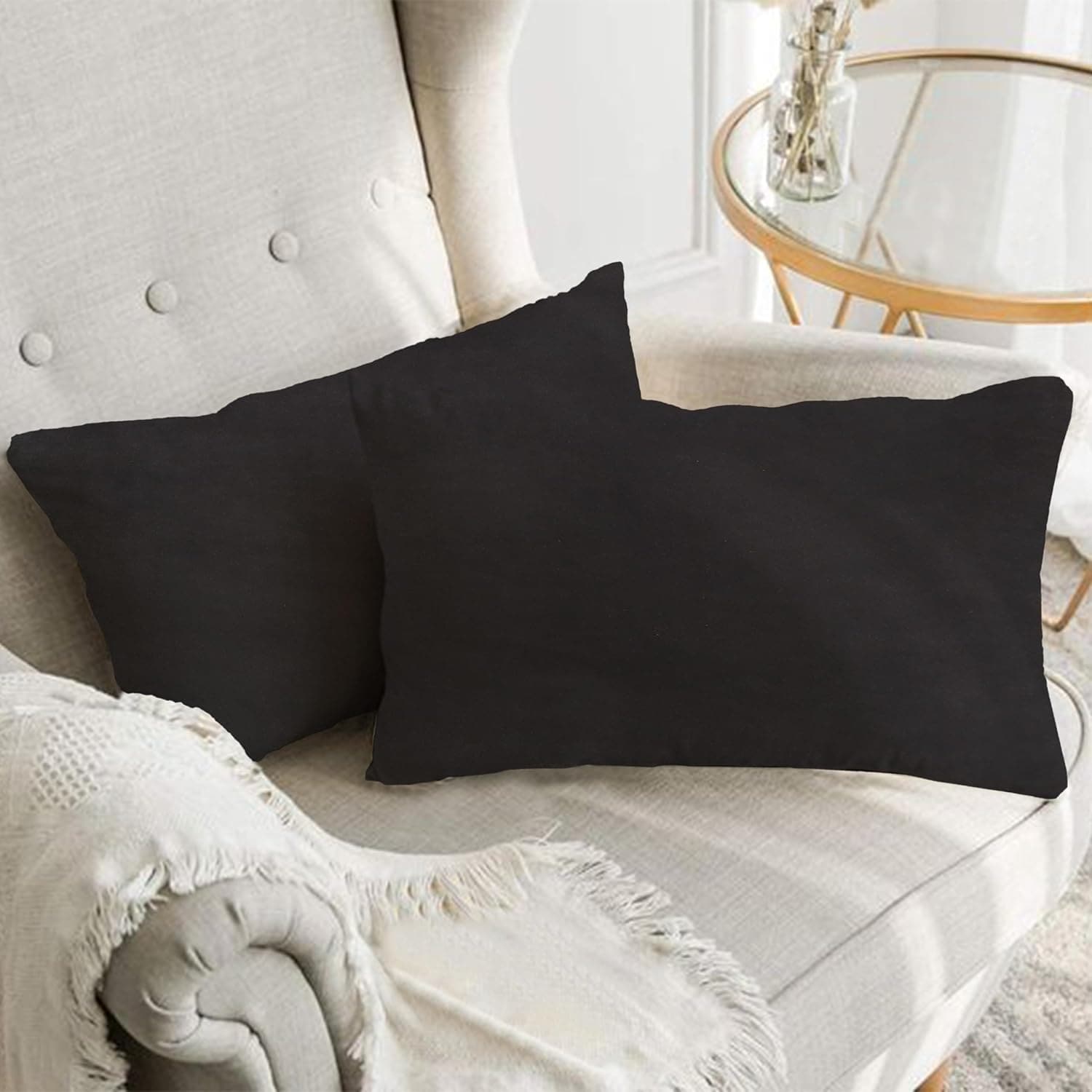 A1HC Set of 2 Luxurious Fine Soft Velvet Throw Pillow Covers Only, For Sofas, Beds, Vibrant Colors and Hidden Zipper