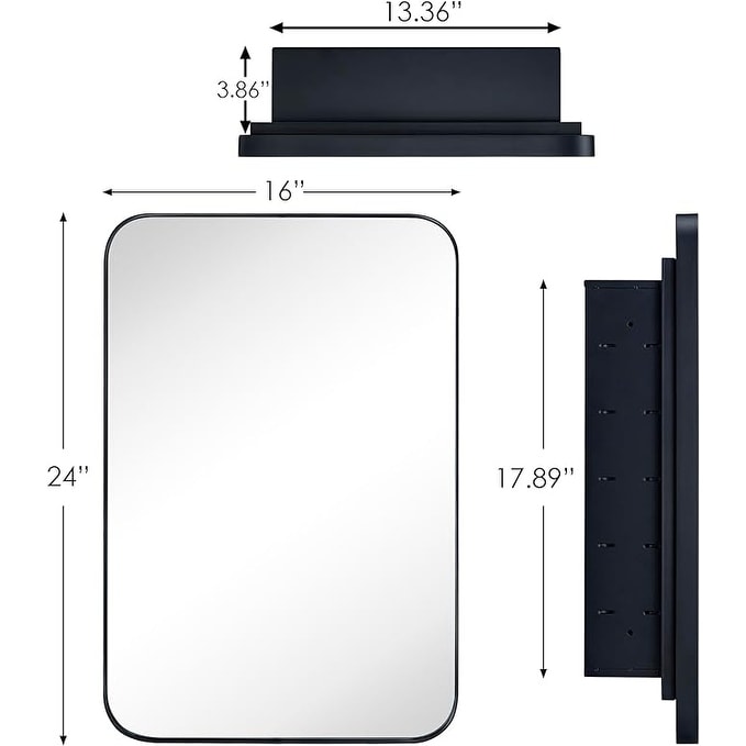 TEHOME WH Recessed Framed Medicine Cabinet with Mirror and Adjustable Shelves