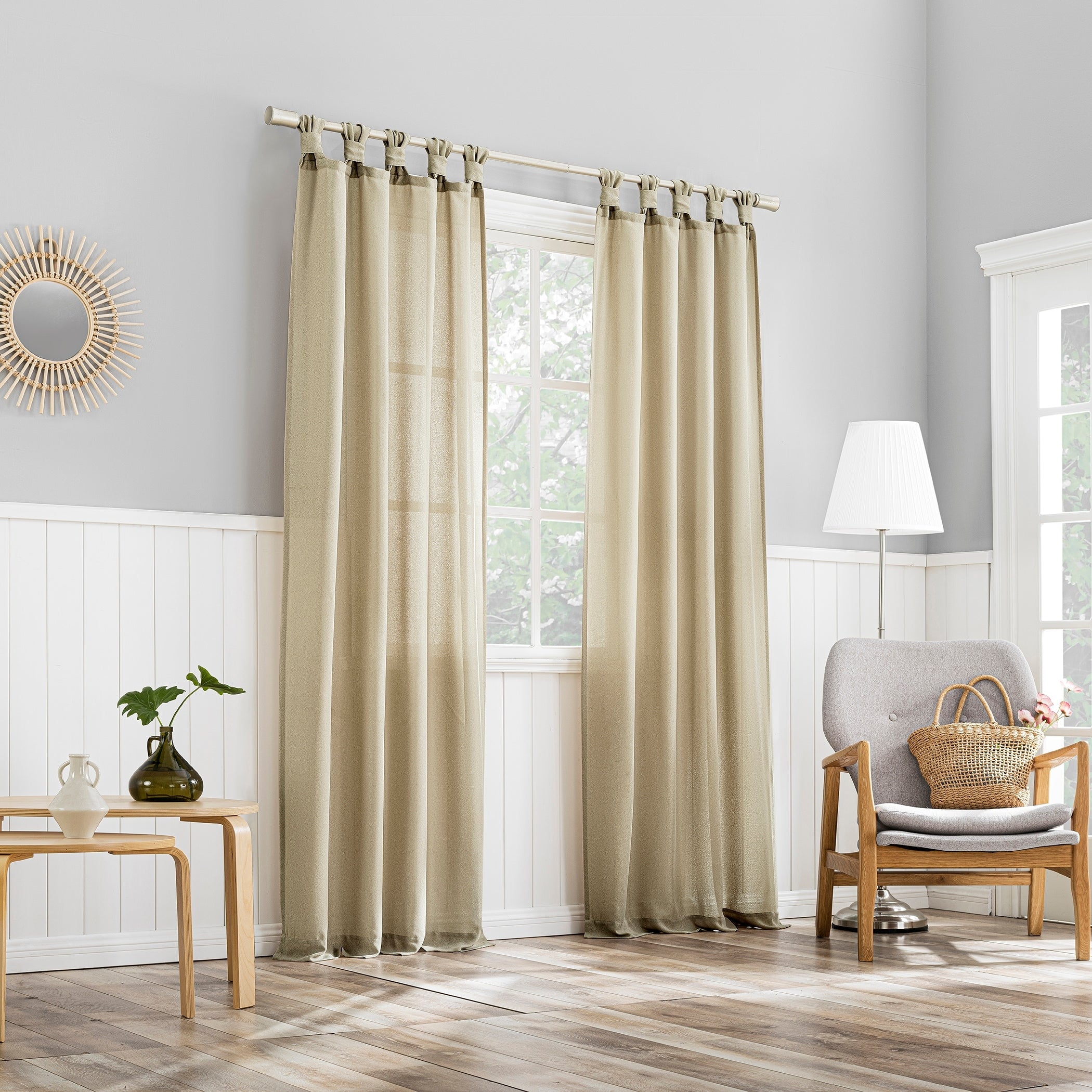 No. 918 Hathaway Twist Tab Semi-Sheer Tab Top Curtain Panel, Single Panel