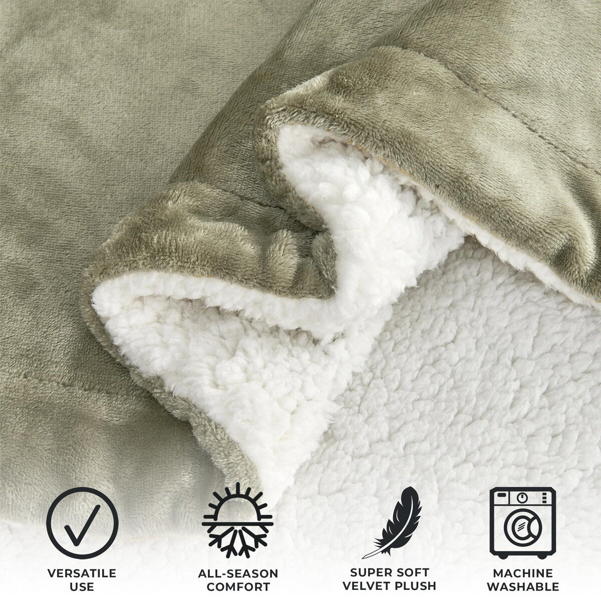 Luxurious Velvet Plush Fleece Reversible Sherpa Bed Blanket